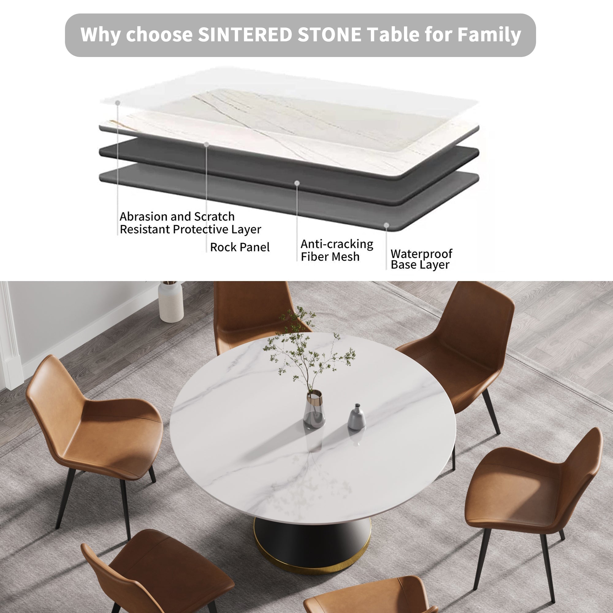 Modern Marble Stone Round Dining Table-thumbmail-3