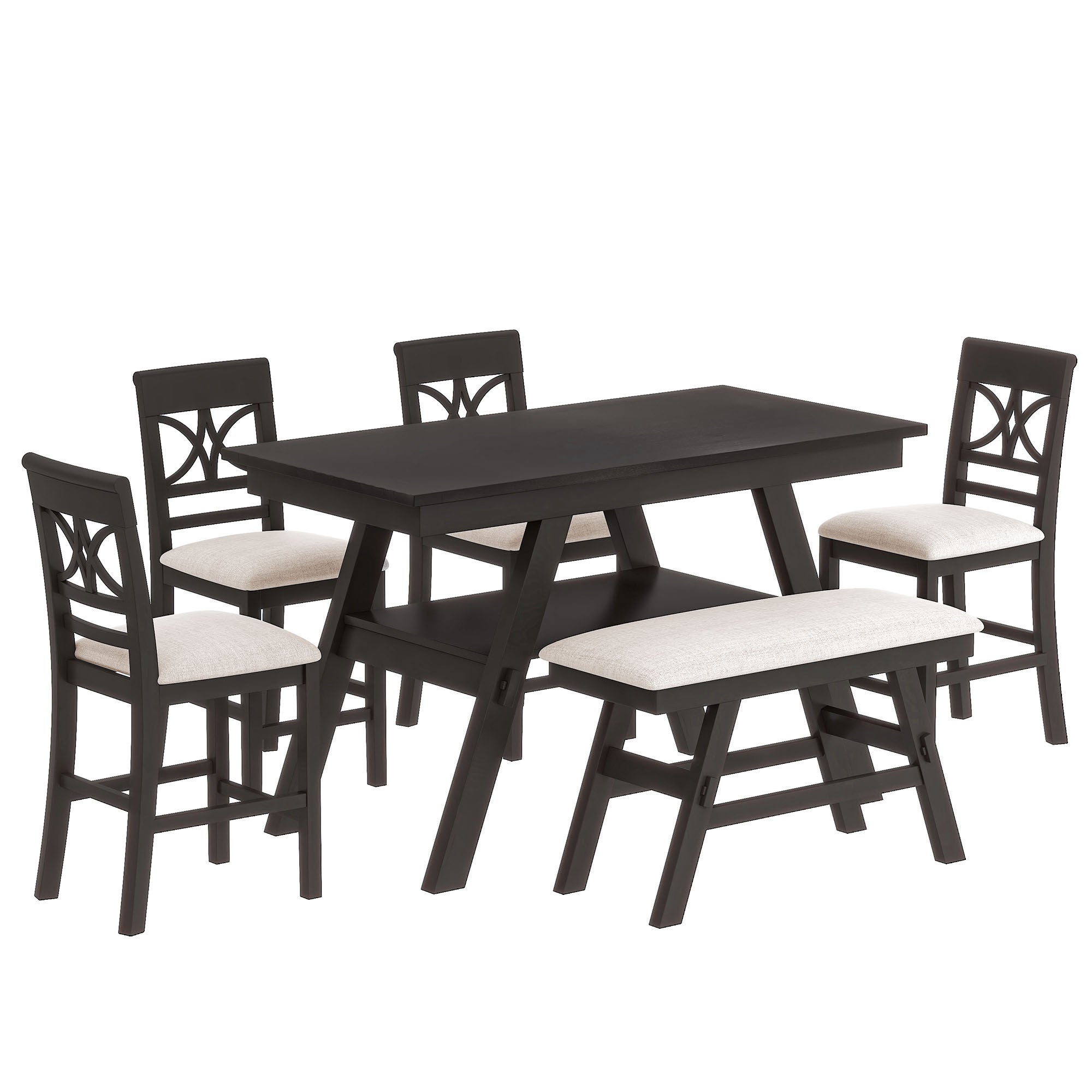 6-Piece Wood Counter Height Dining Table Set-thumbmail-1