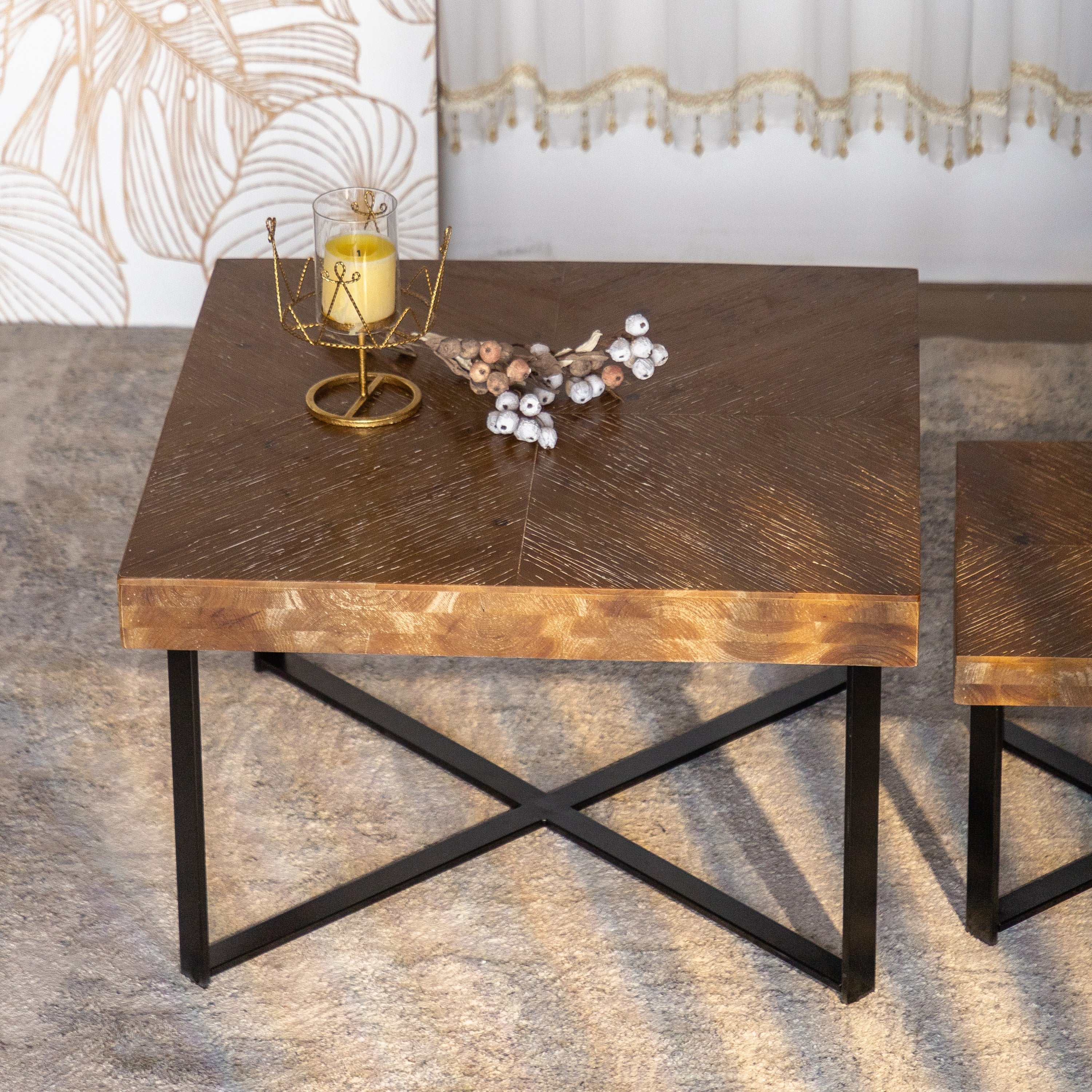 Modern Retro Splicing Square Coffee Table Set of 2-thumbmail-3