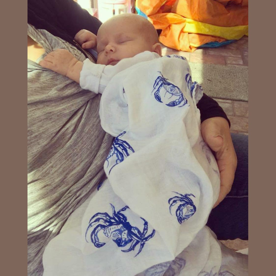 Blue Crab Baby Muslin Swaddle Blanket-thumbmail-4