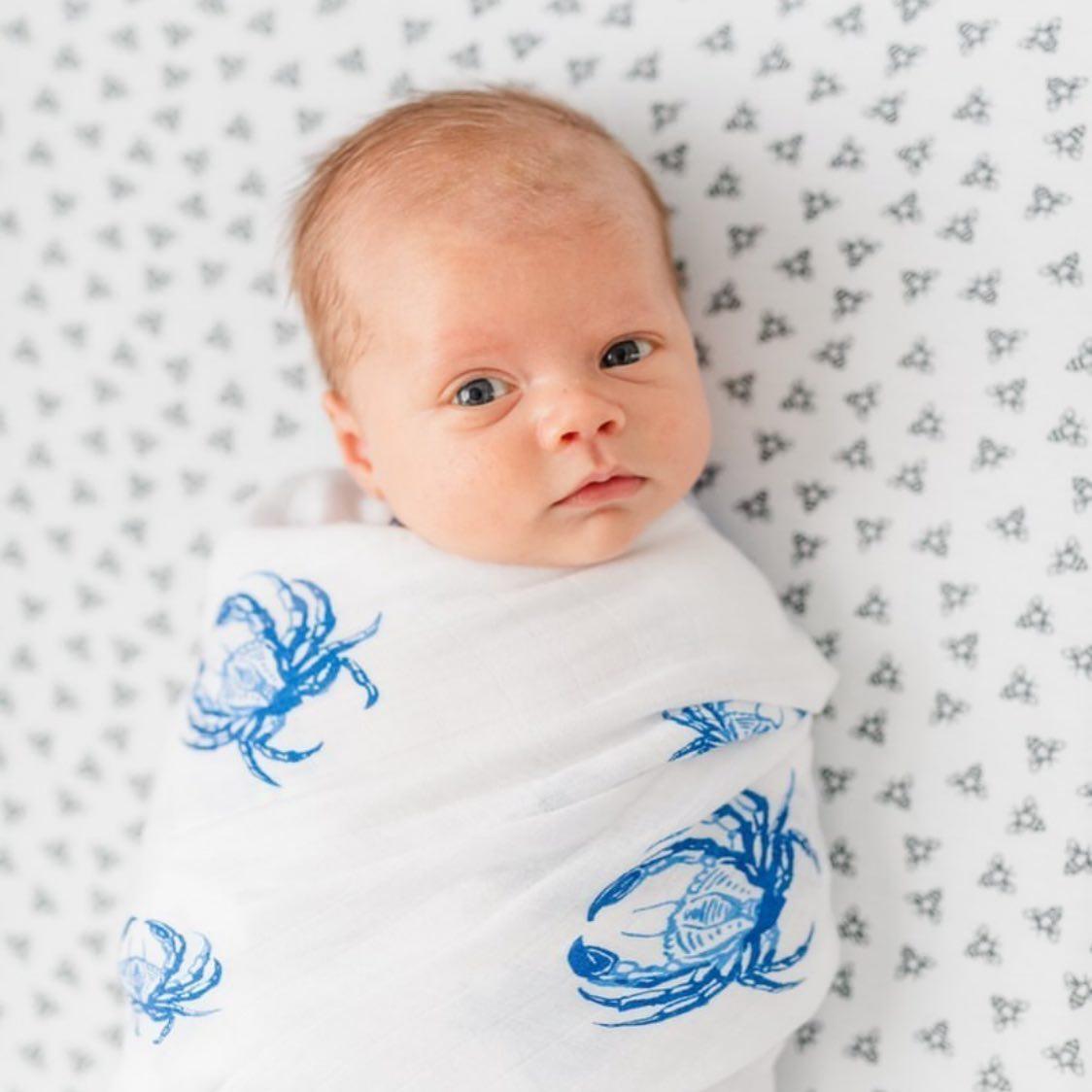 Blue Crab Baby Muslin Swaddle Blanket-thumbmail-6