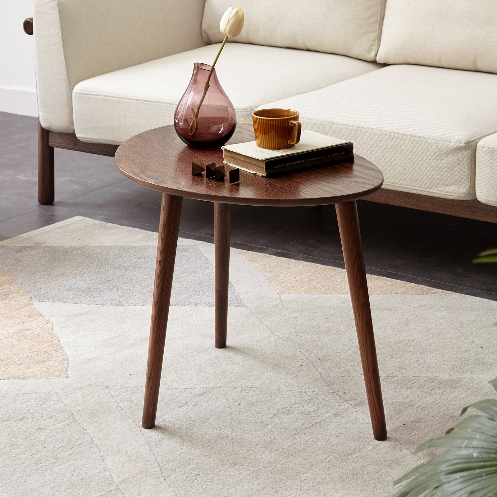 Solid Oak Wood Side Table-thumbmail-1