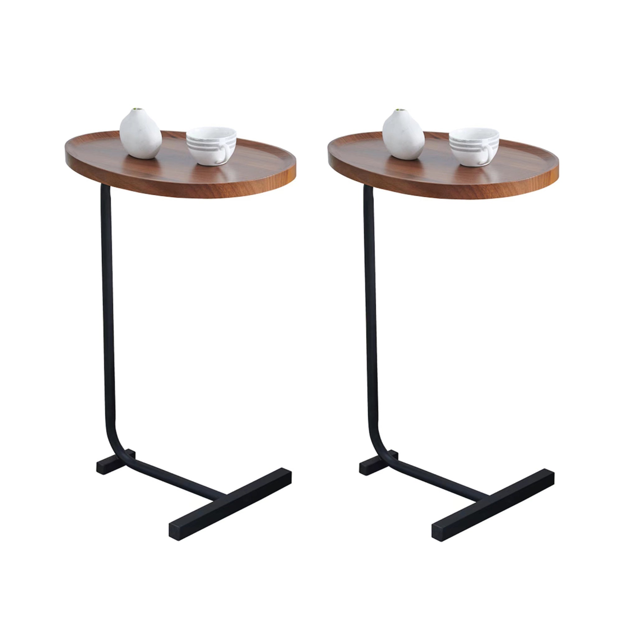 2-Pieces Brown C-Shaped Side Table-thumbmail-6
