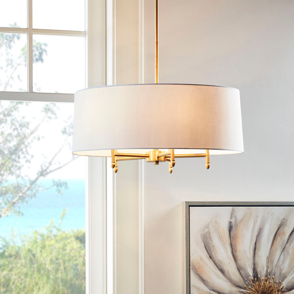 5-Light White Drum Shade Chandelier-thumbmail-7