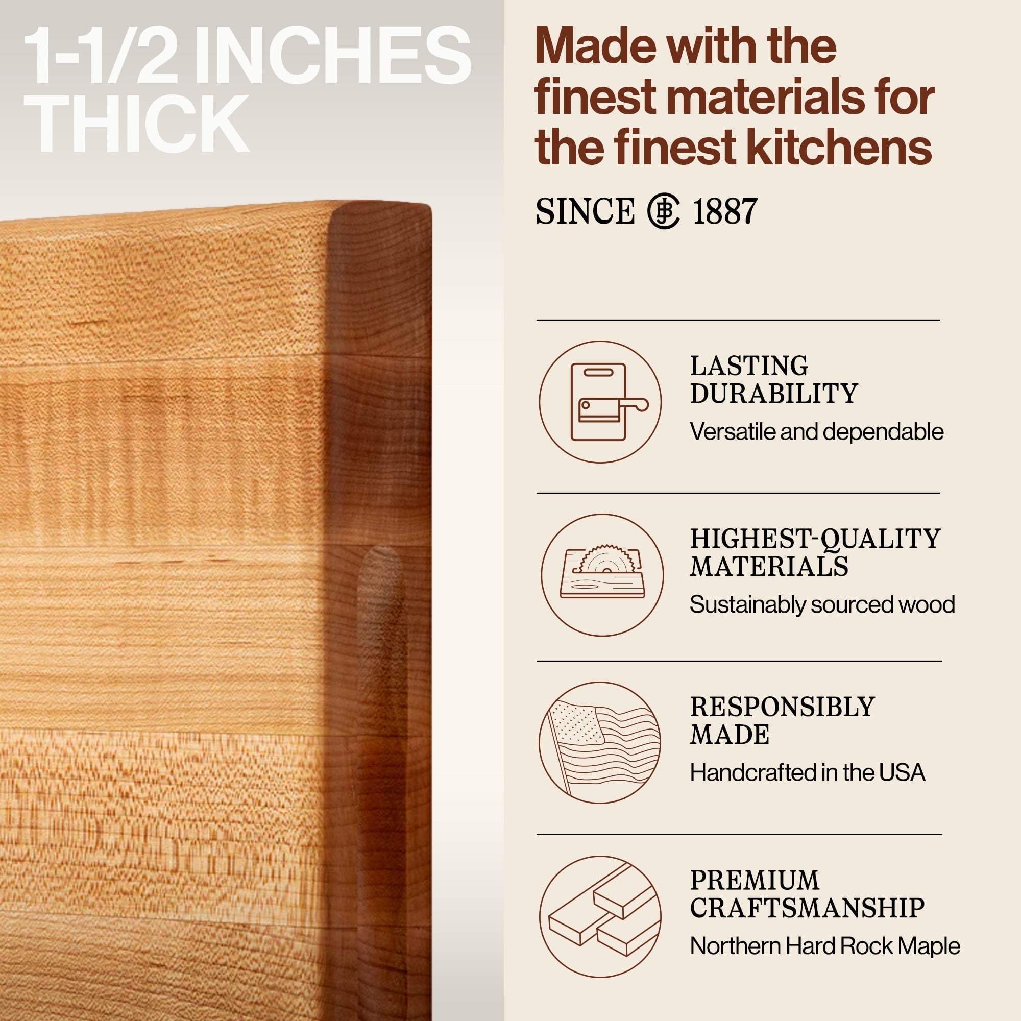 John Boos R-Board Reversible Wood Cutting Board, 18" X 12" X 1 1/2", Maple-thumbmail-2