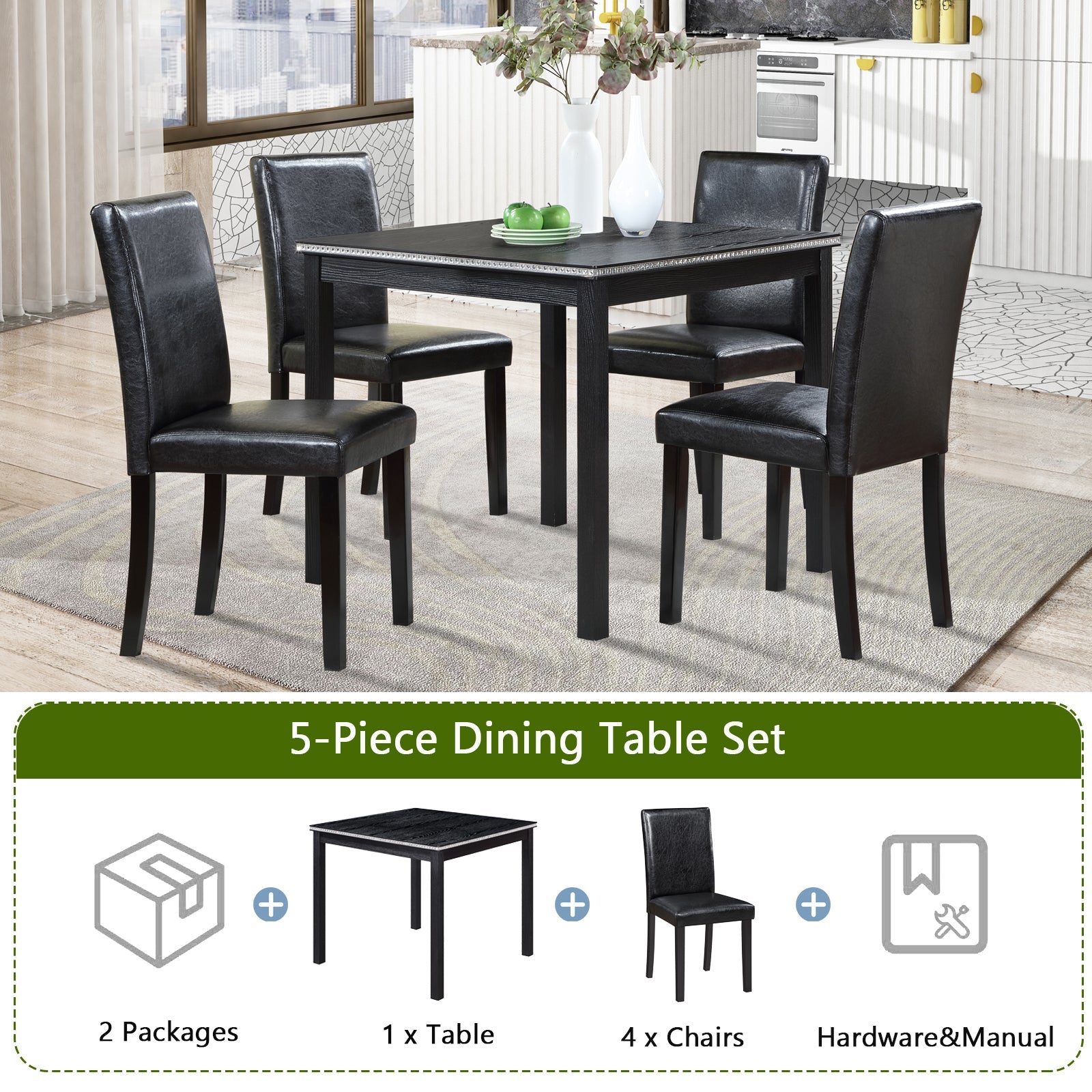 5 Piece Wooden Dining Table Set-thumbmail-7