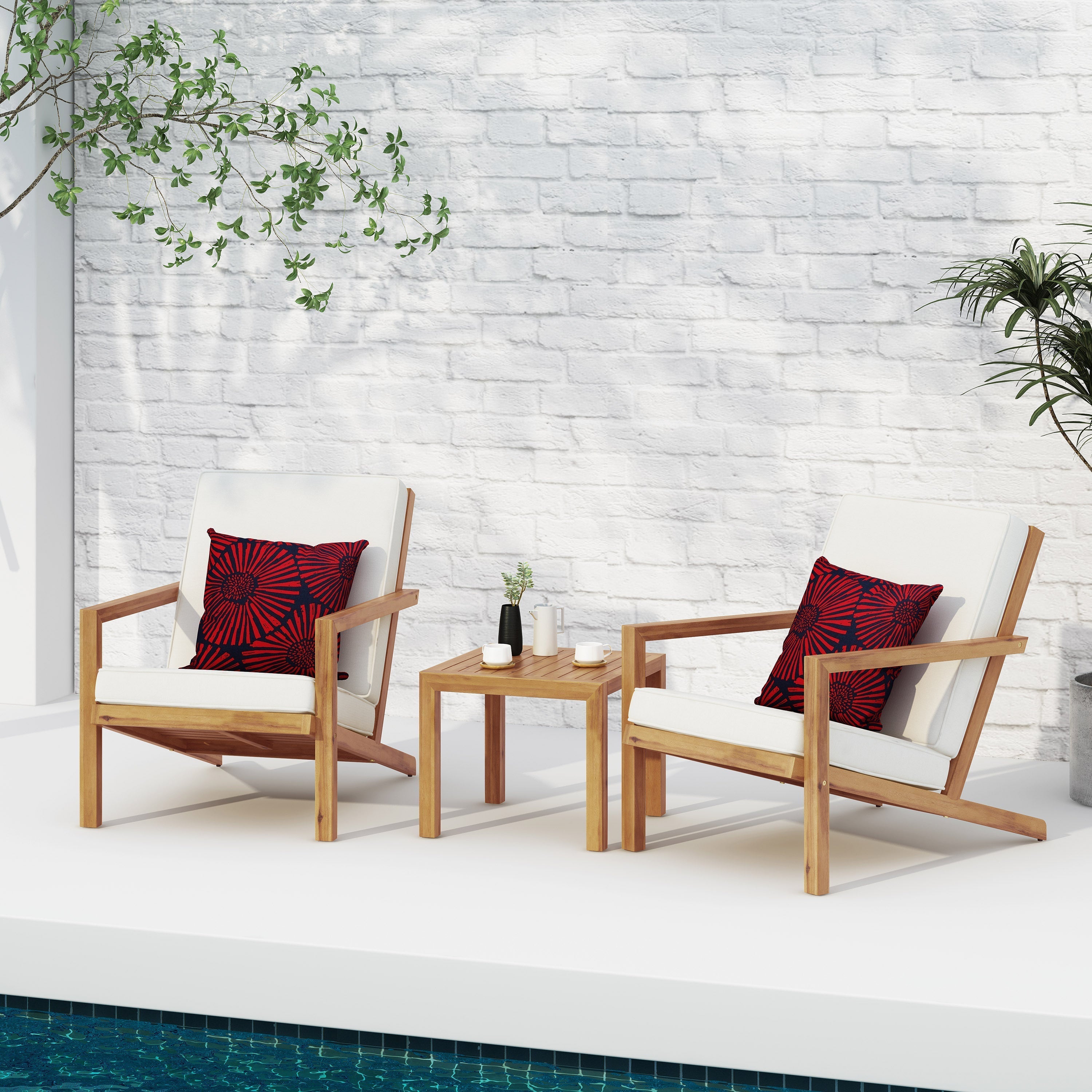 3 Pieces Acacia Wood Outdoor Minimalist Set-thumbmail-2