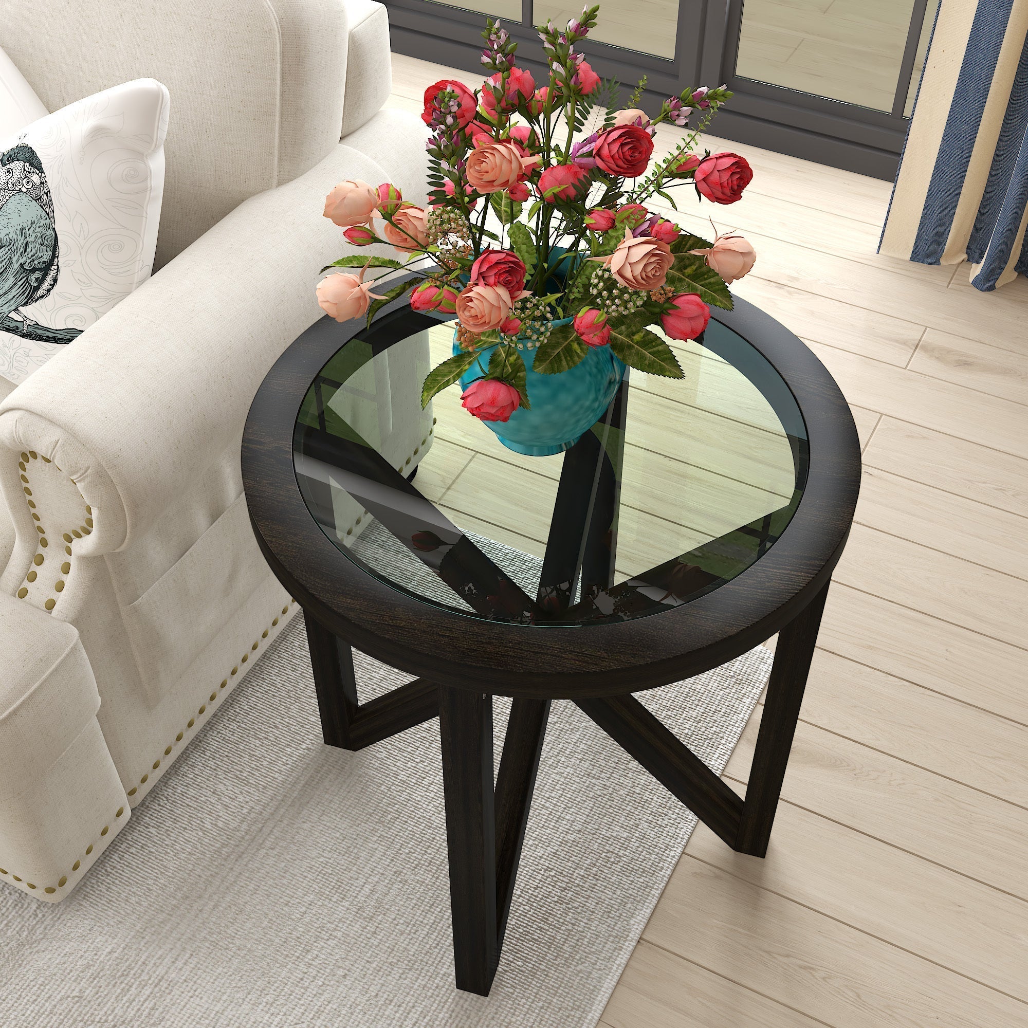 Modern Simple Tempered Glass Side Table-thumbmail-9
