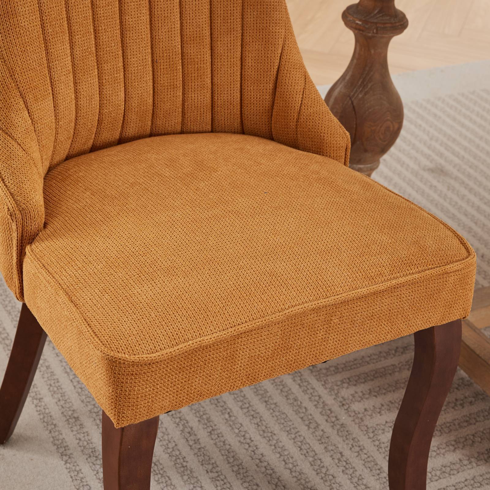 Set of 2 Rayon Cloth Flocking Linen Dining Chairs-thumbmail-2