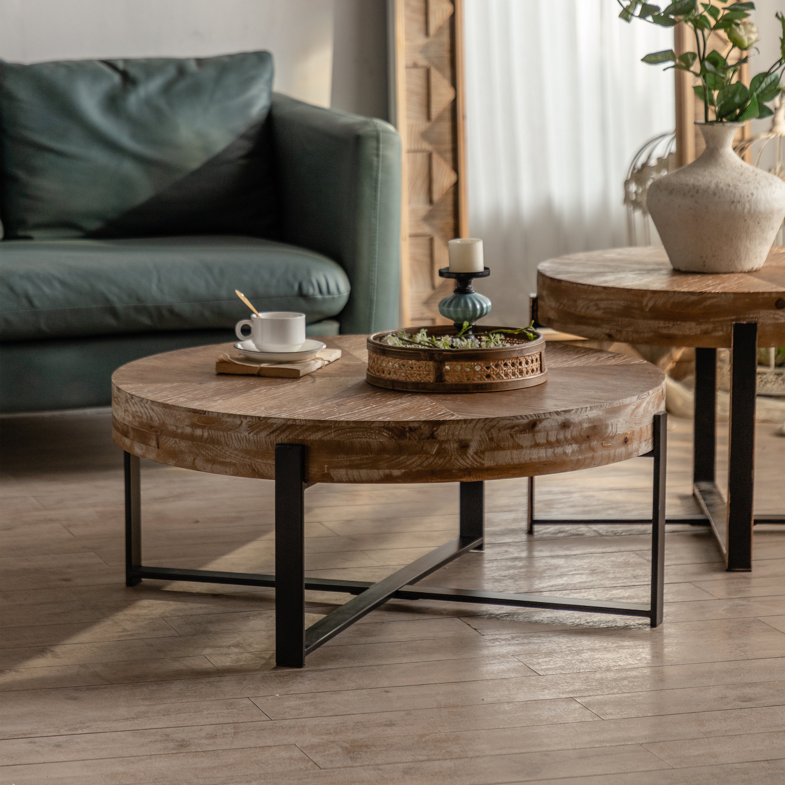 Modern Retro Splicing Round Coffee Table-thumbmail-2