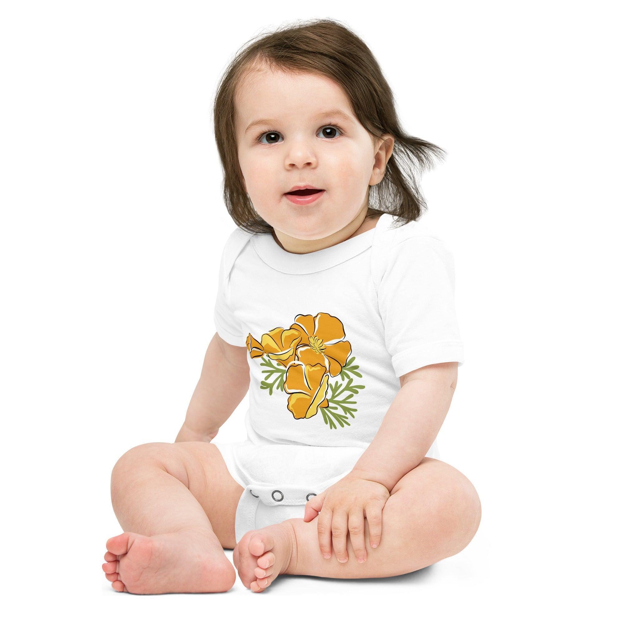California Golden Poppy Baby Short Sleeve Onesie-thumbmail-4