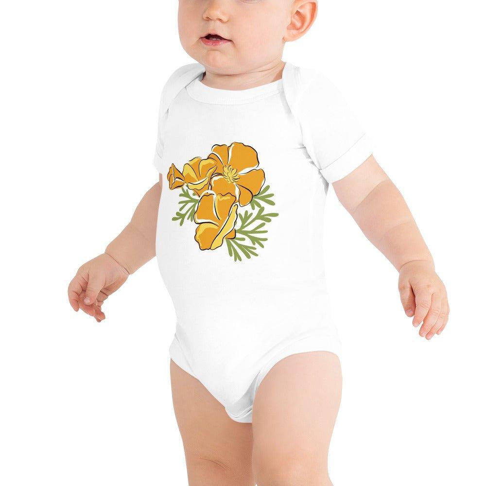 California Golden Poppy Baby Short Sleeve Onesie-thumbmail-5