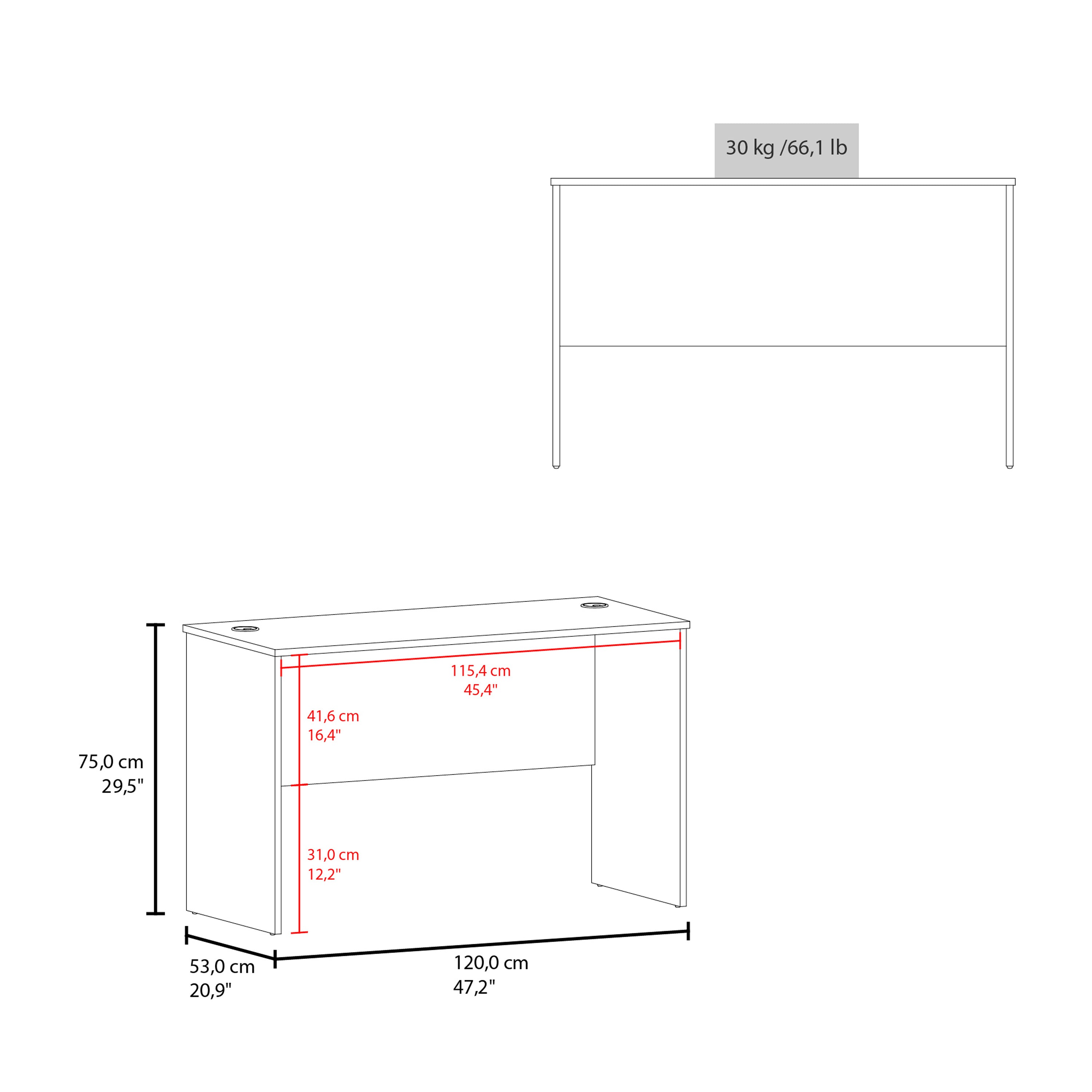 Malibu 47' Wide Study Modern White Desk-thumbmail-4