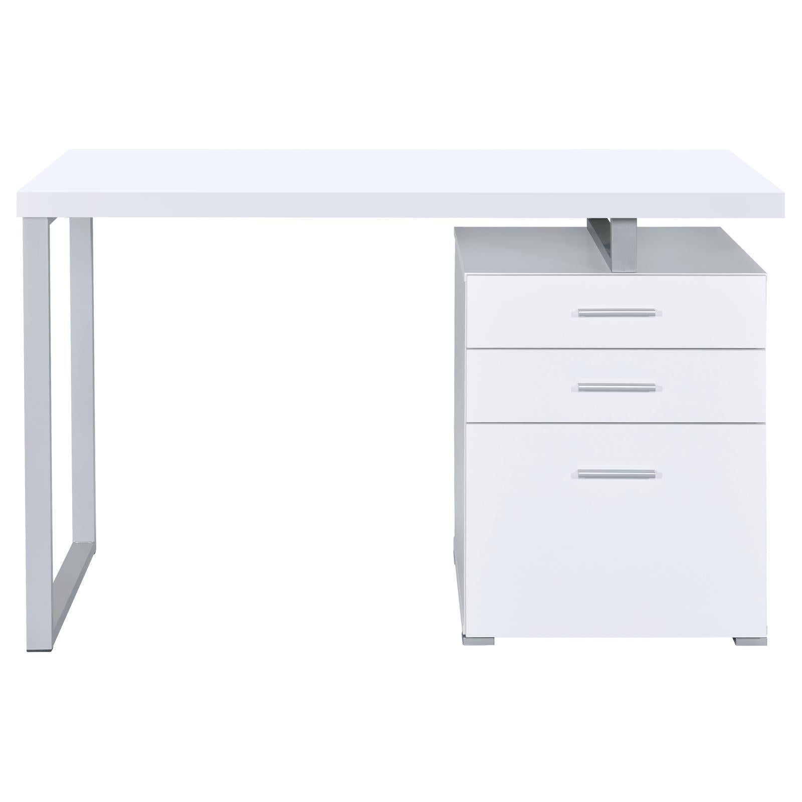 White 3-Drawer Reversible Office Desk-thumbmail-1