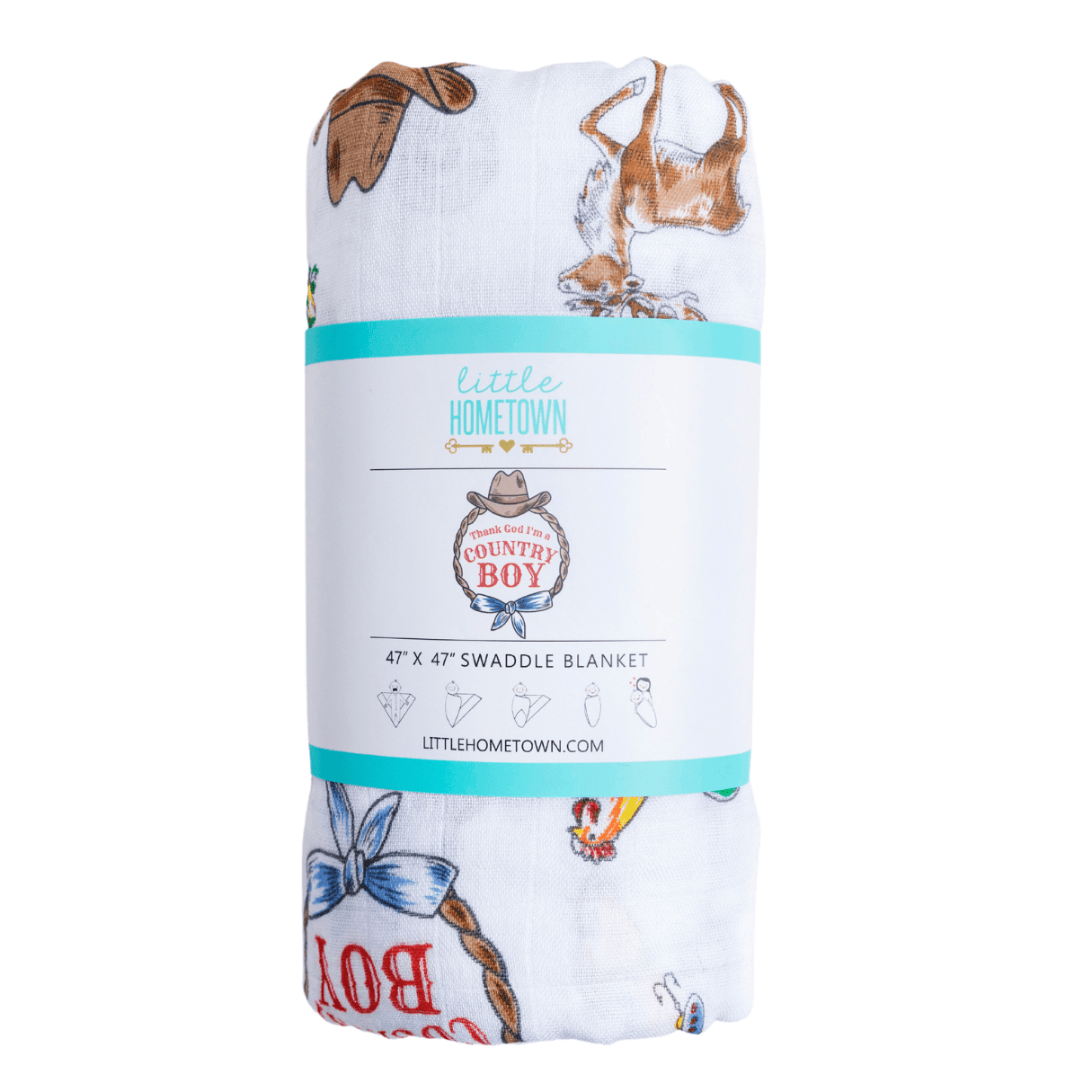 Country Boy Muslin Swaddle Receiving Blanket-thumbmail-4