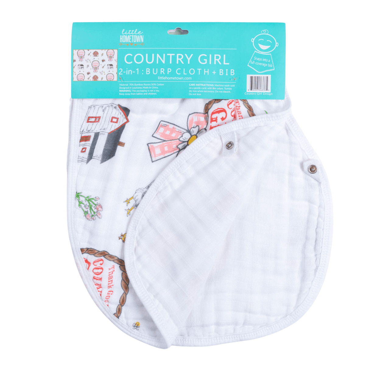 Country Girl 2 in 1 Burp Cloth and Bib Combo-thumbmail-4