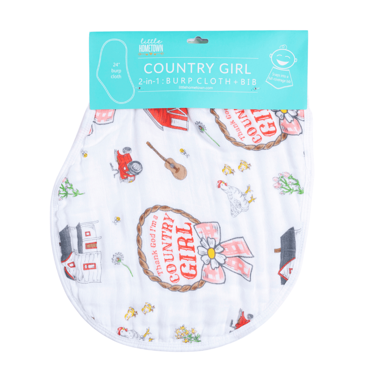 Country Girl 2 in 1 Burp Cloth and Bib Combo-thumbmail-1