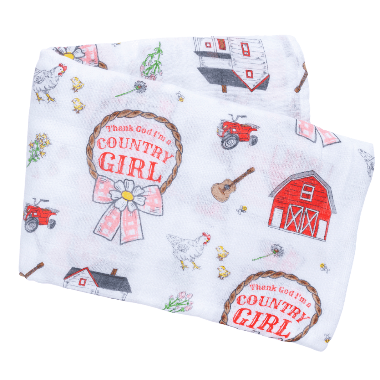 Country Girl Baby Giftset:  Baby Swaddle Blanket and Burp/Bib Combo-thumbmail-2