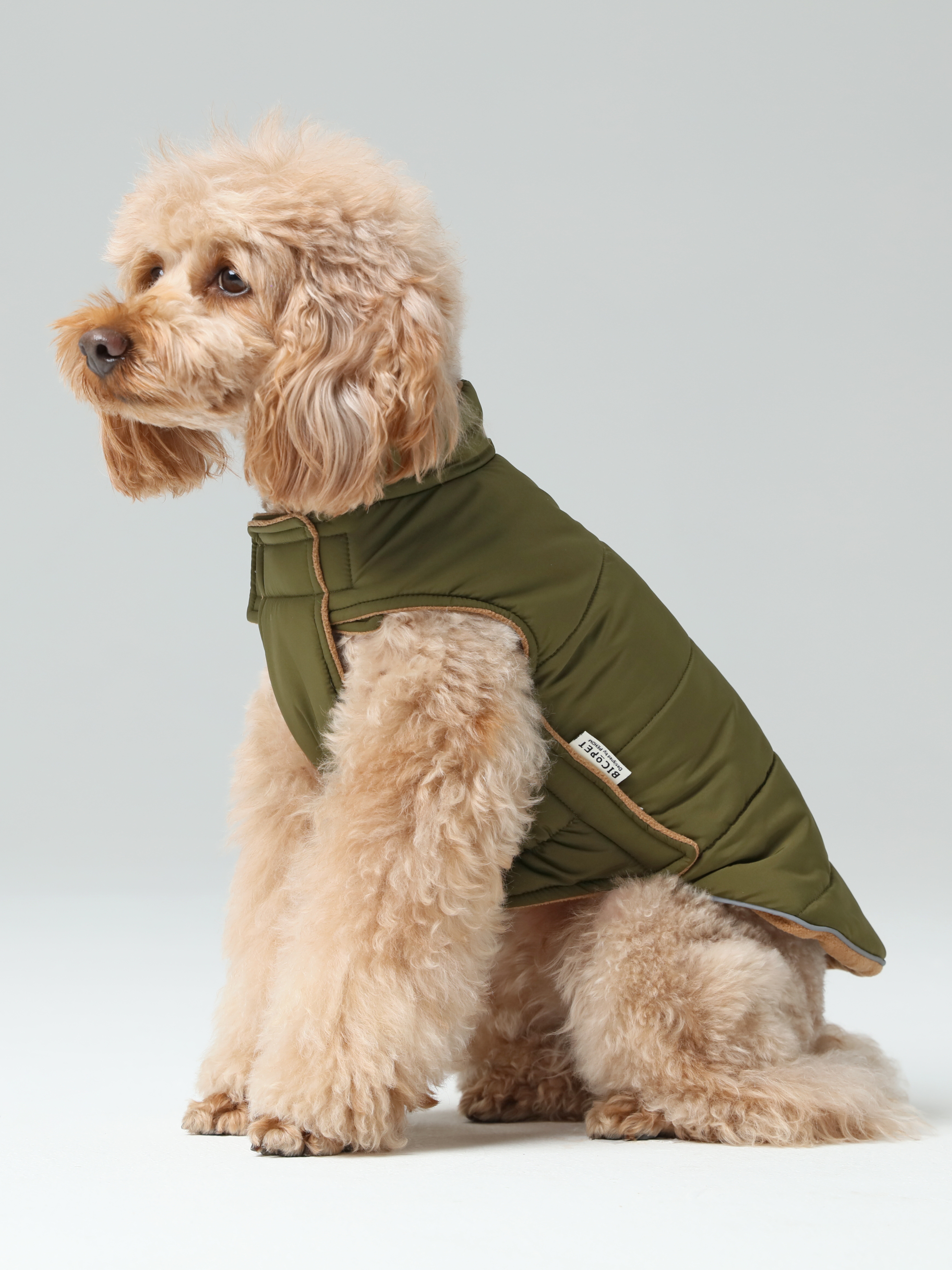 Reversible Dog Vest Jacket - Green Brown-thumbmail-1