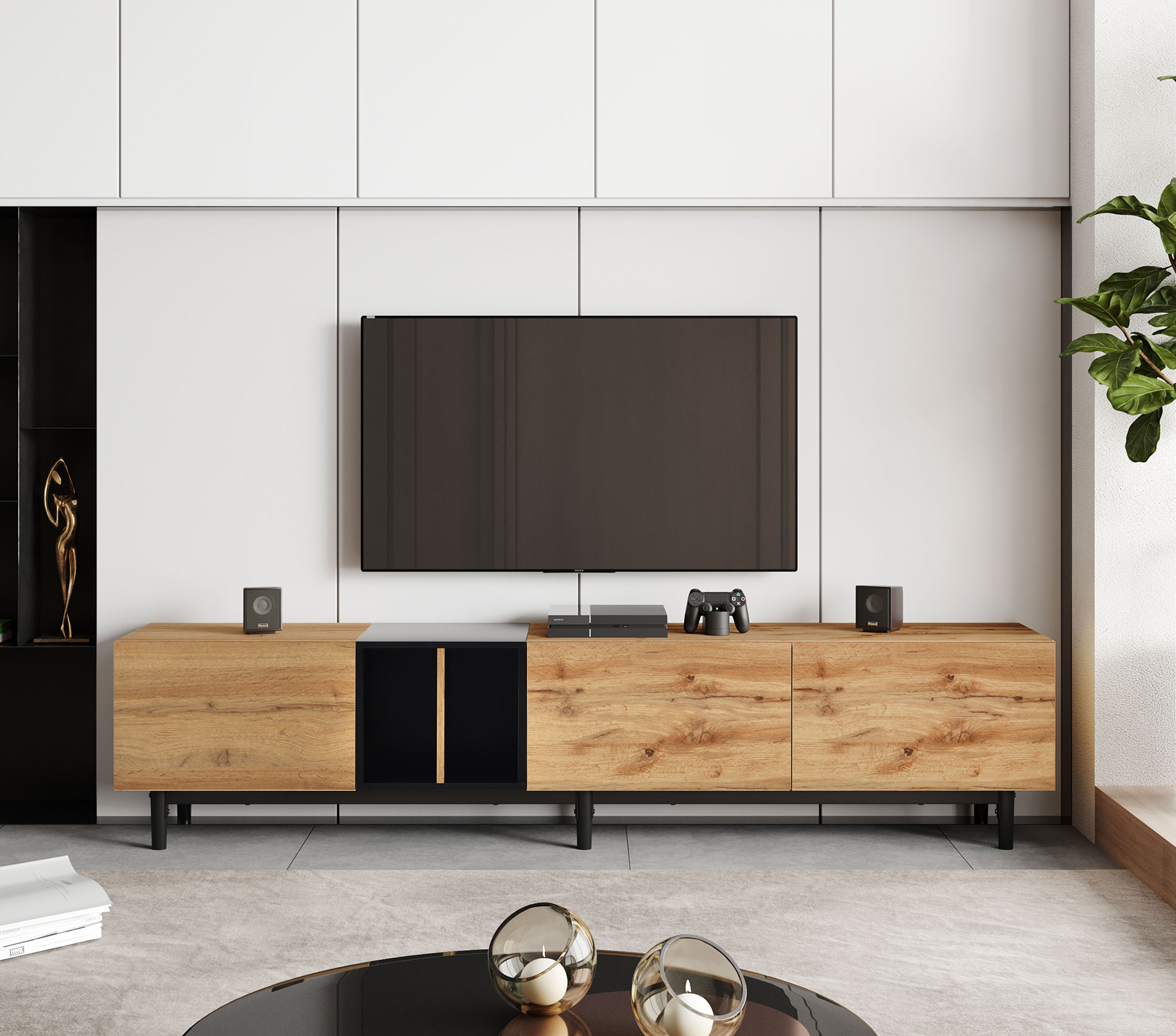 Modern Natural Wood Color TV Stand-thumbmail-4