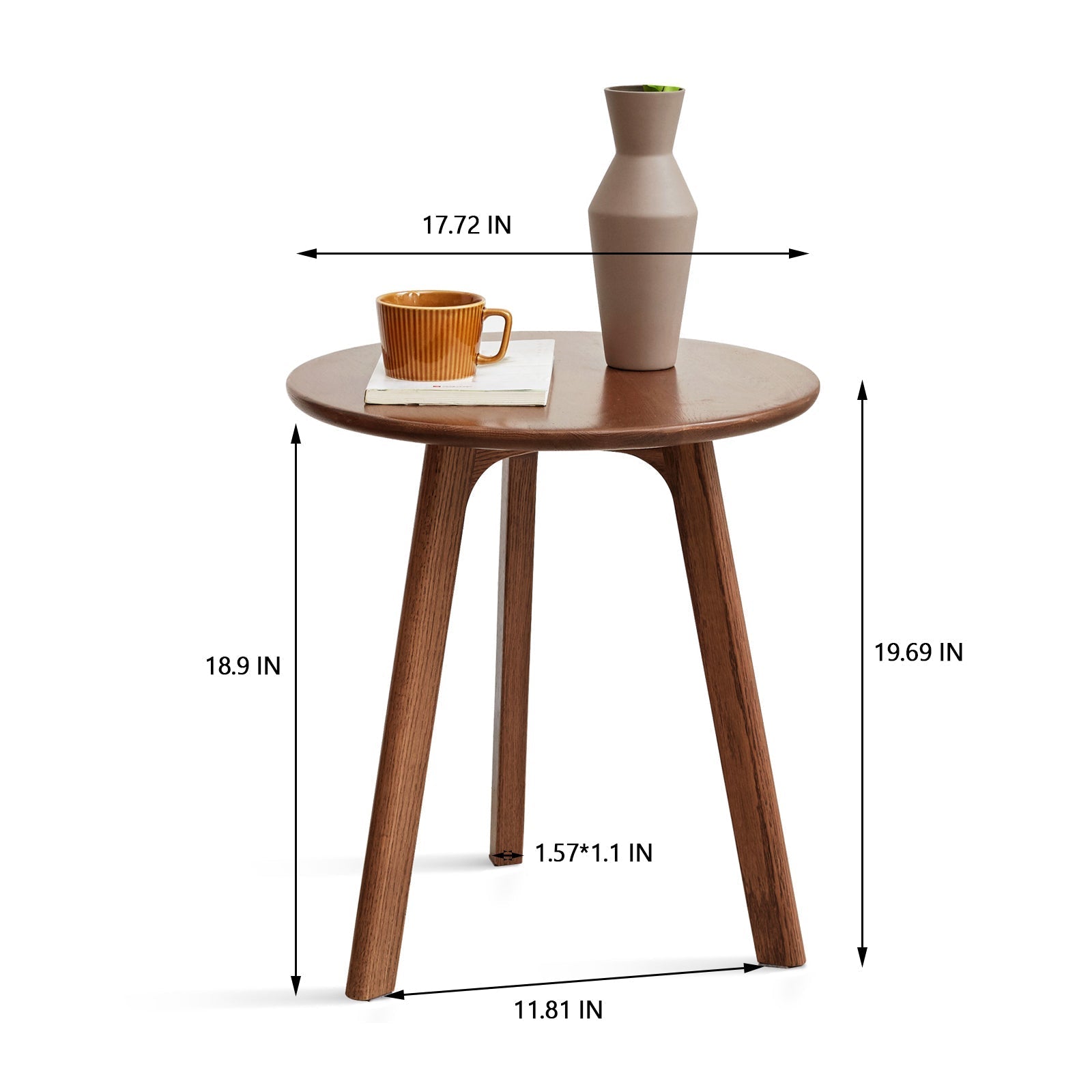 Natural Solid Oak Wood Round End Table-thumbmail-3