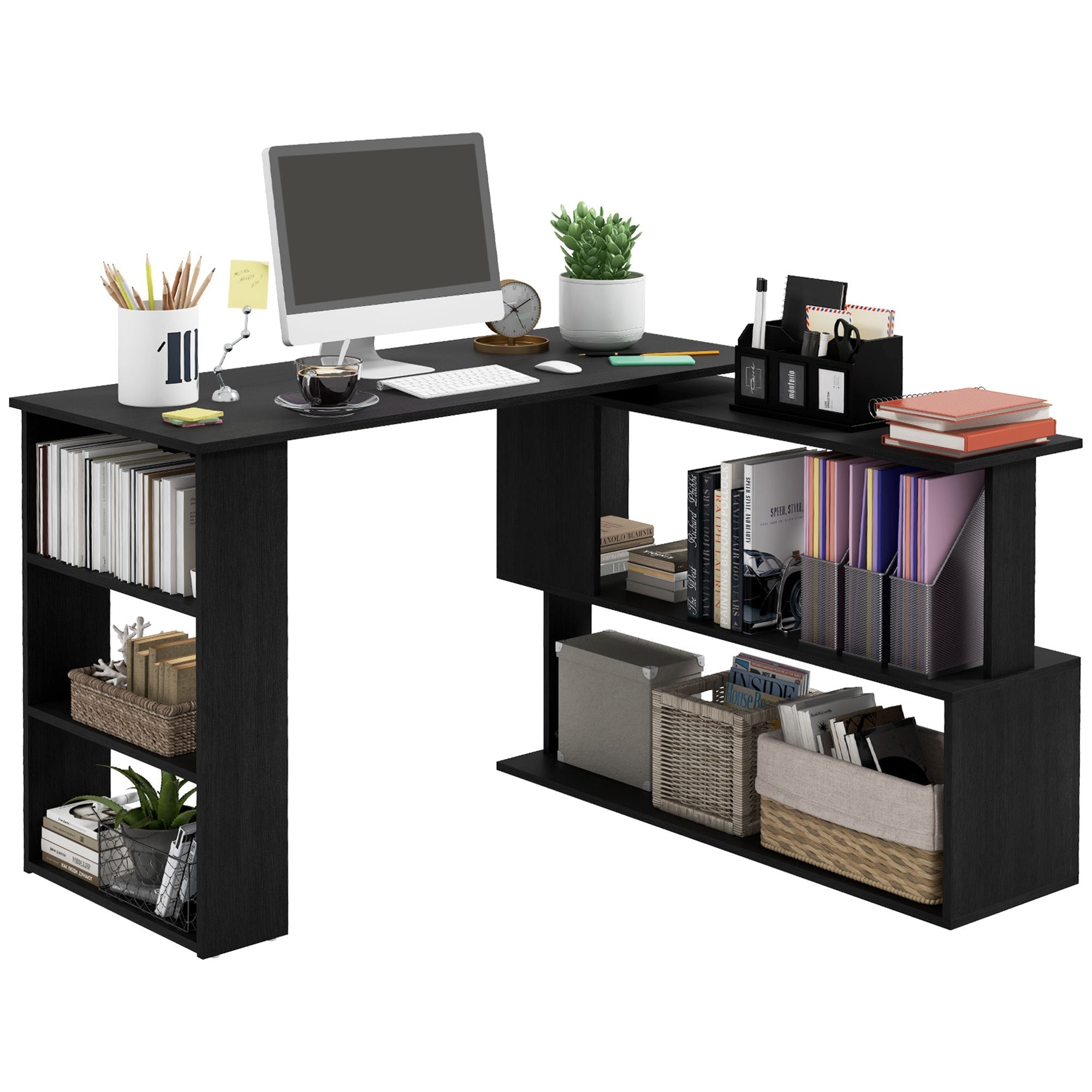 L Shaped 360 Degree Rotating Corner Desk-thumbmail-2