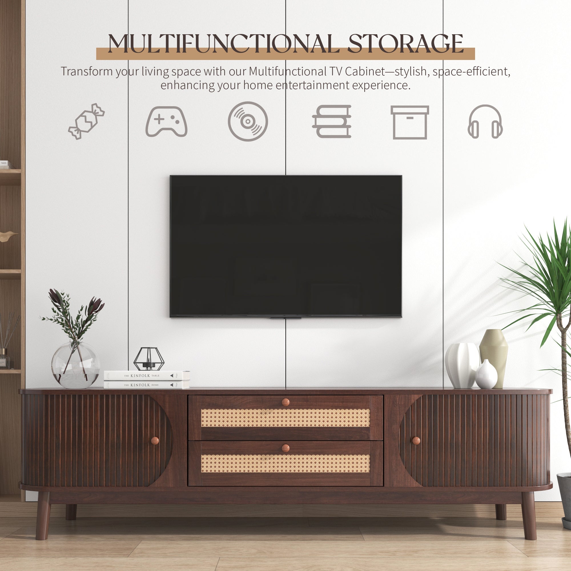 Modern Farmhouse Rattan TV Stand-thumbmail-5