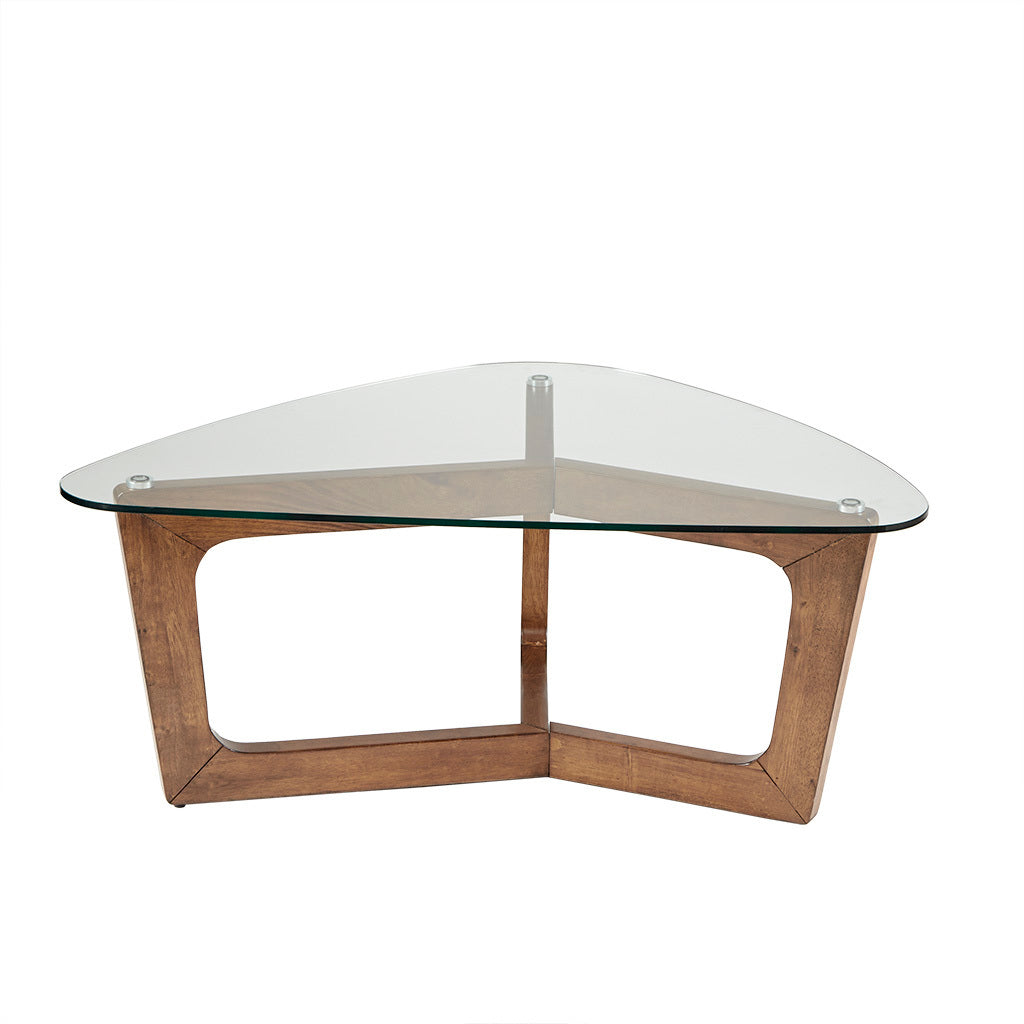Wood Base Tempered Glass Top Coffee Table-thumbmail-5