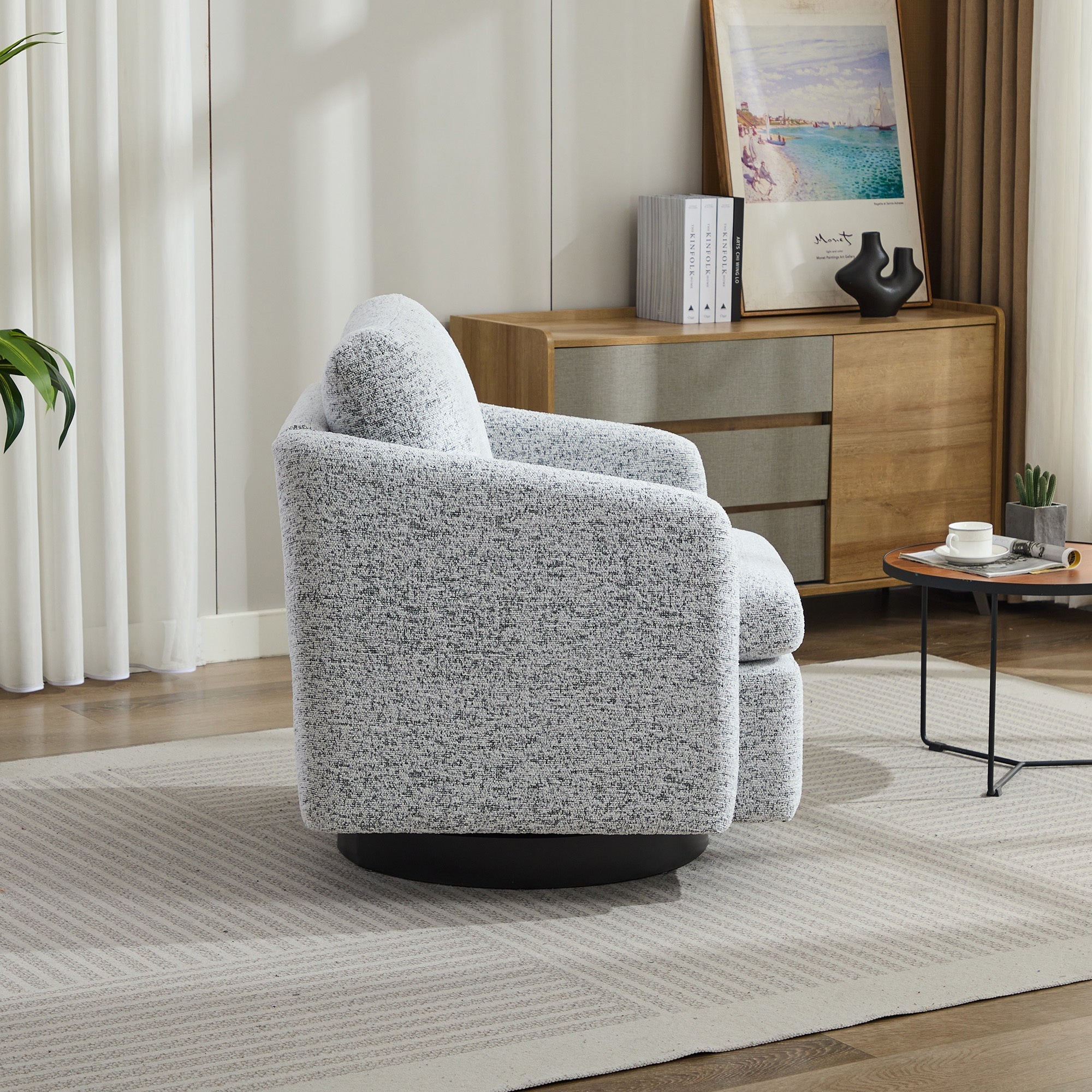 31.5"W  Comfy Round Swivel Accent Chair-thumbmail-4