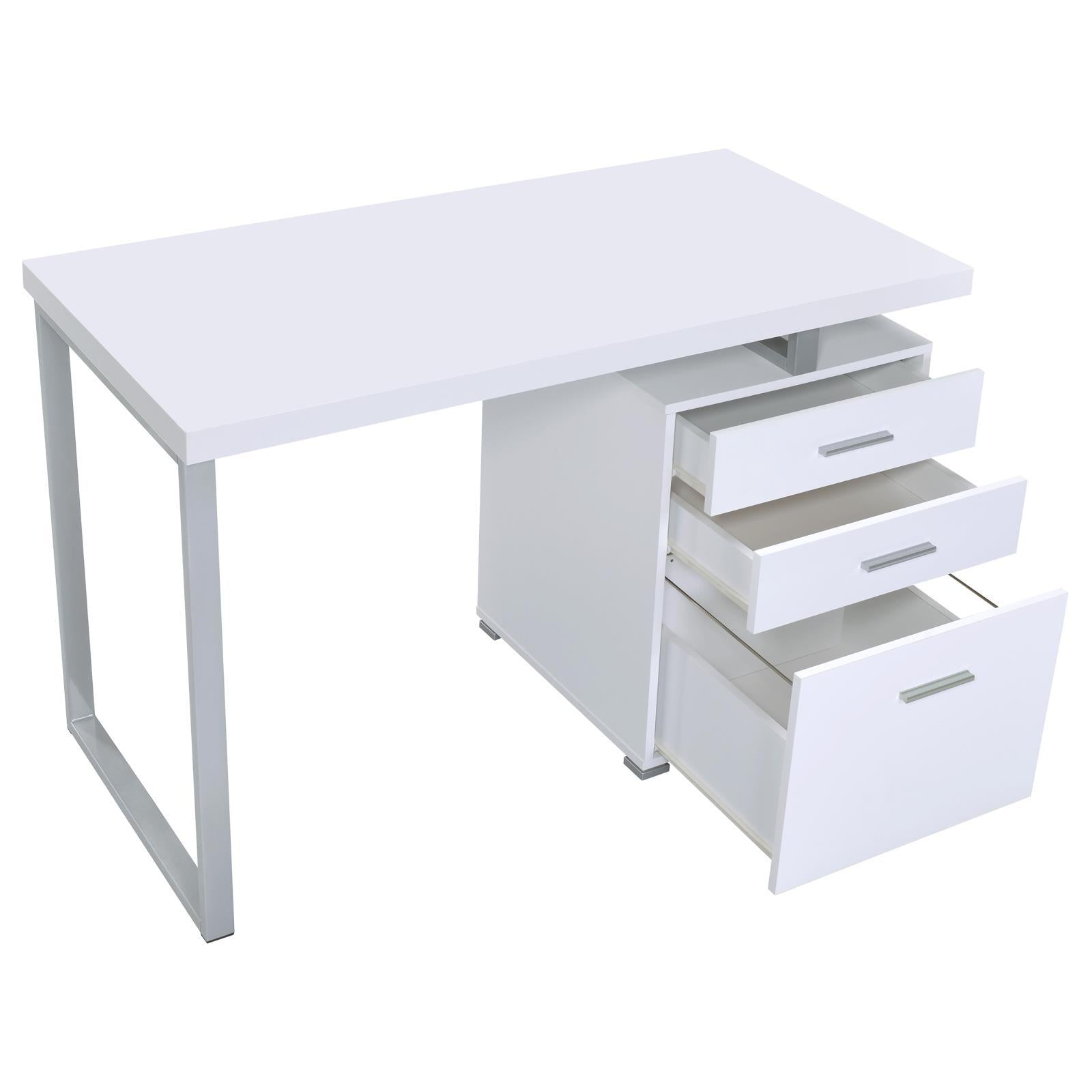 White 3-Drawer Reversible Office Desk-thumbmail-6