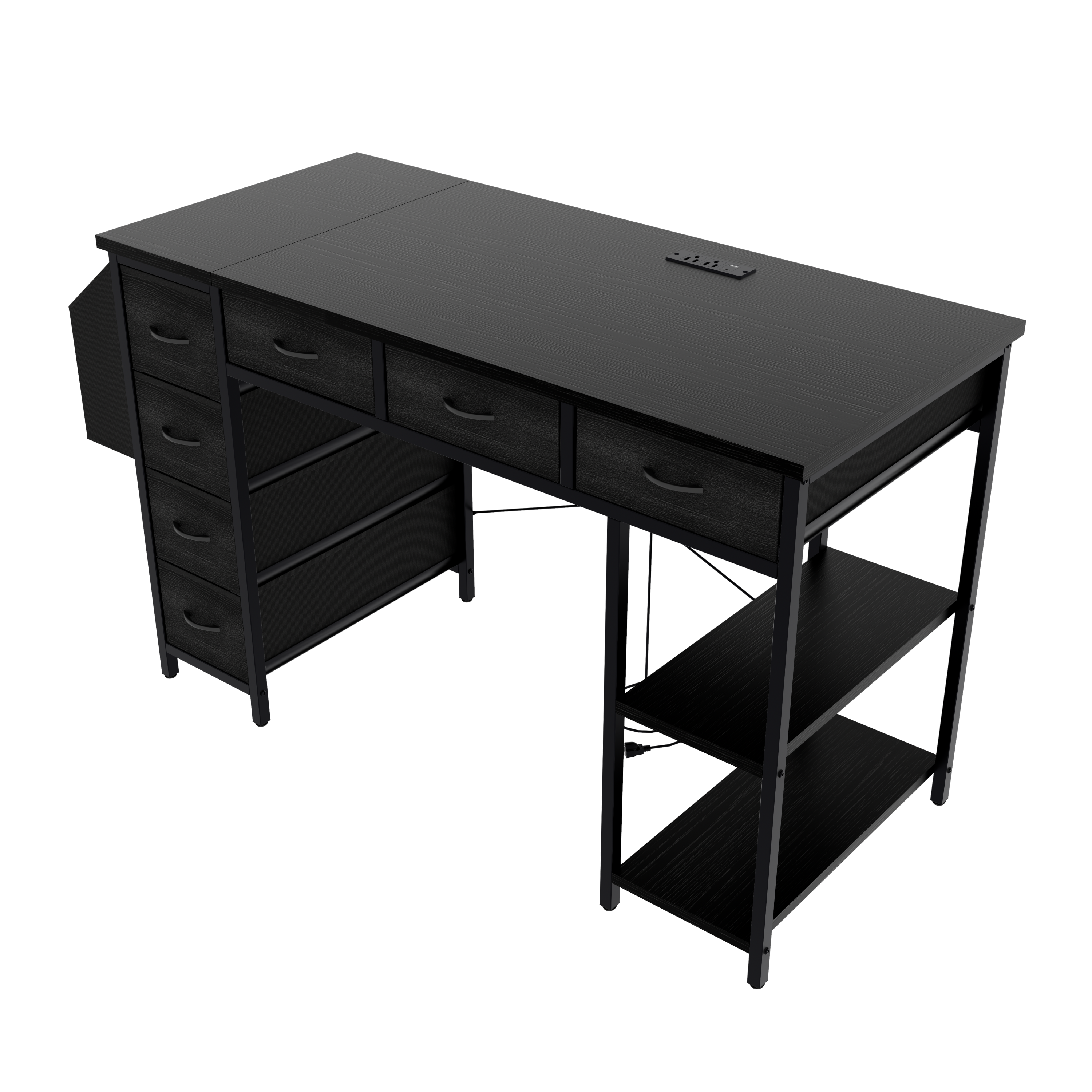 47.3' Computer Desk With 7 Drawers, Extra Large Side Pocket, and Power Outlets-thumbmail-5