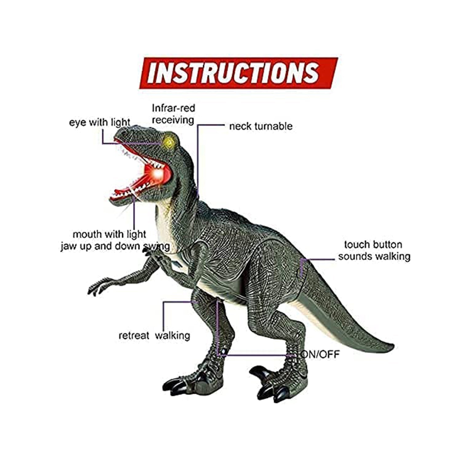 Contixo DR1 Remote Control Walking Velociraptor Dinosaur Toy-thumbmail-4