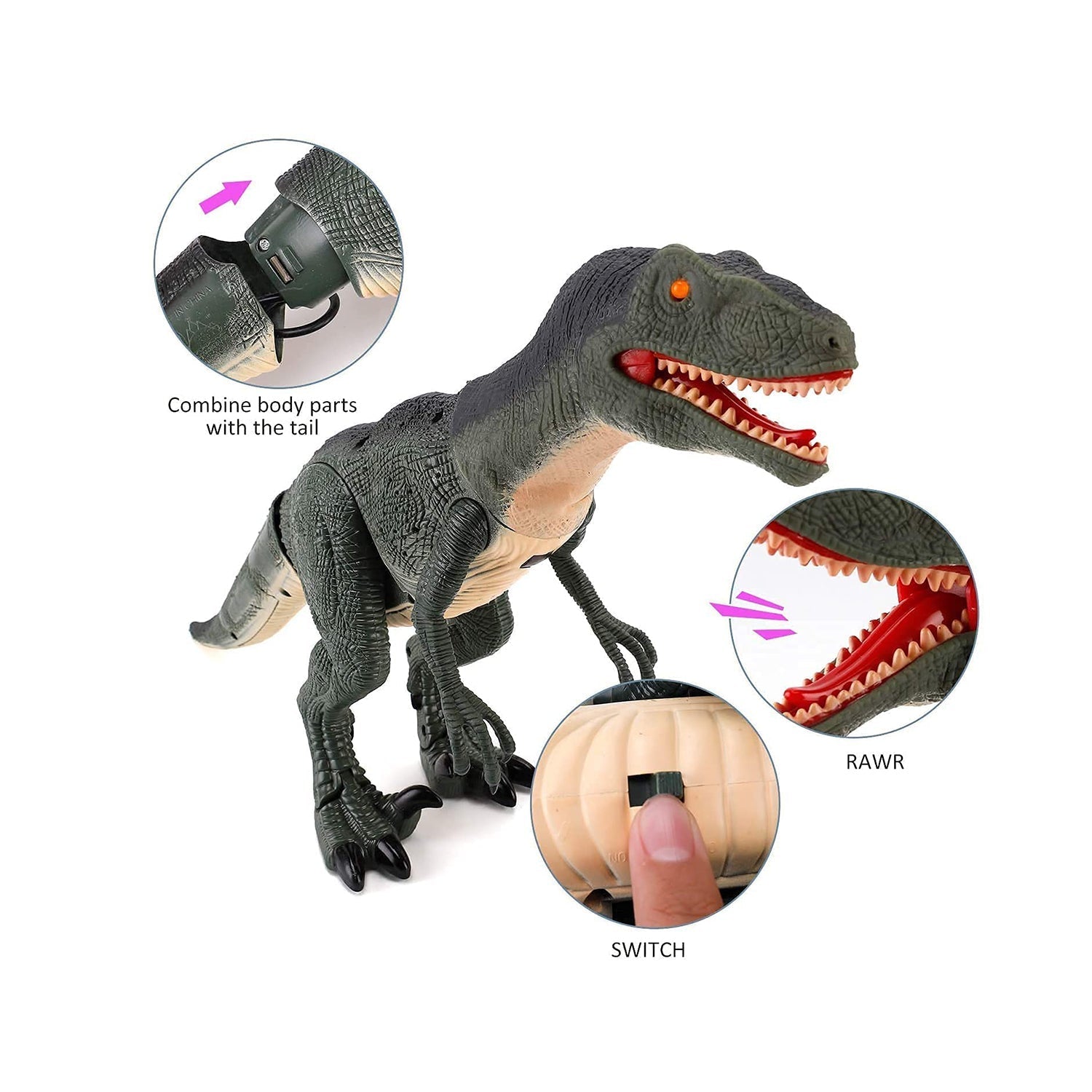 Contixo DR1 Remote Control Walking Velociraptor Dinosaur Toy-thumbmail-7