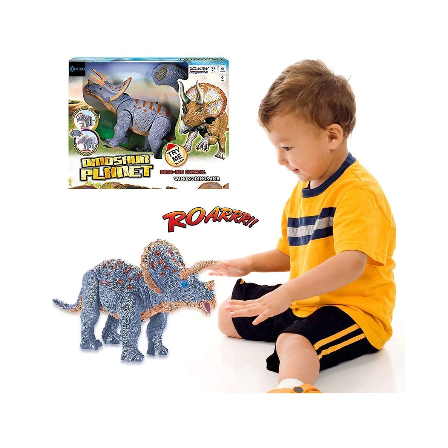 Contixo DR2 Remote Control RC Walking Triceratops Dinosaur Toy-thumbmail-9