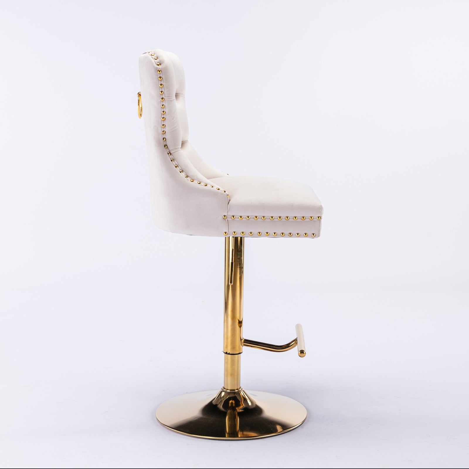 Set of 2 Thick Golden Swivel Velvet Barstools-thumbmail-8