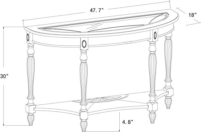 Half Moon Glass Top Oka Wood Console Table-thumbmail-3