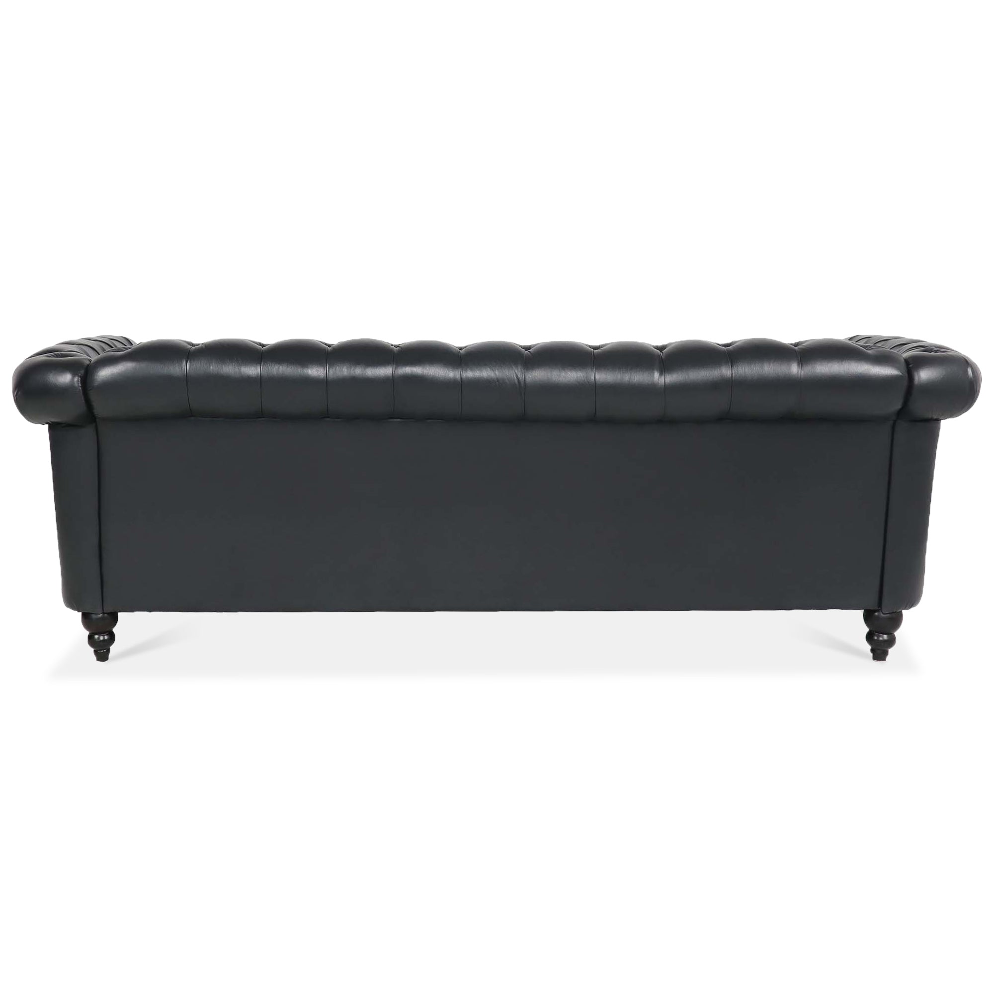 Black PU Rolled Arm Chesterfield Three Seater Sofa-thumbmail-4