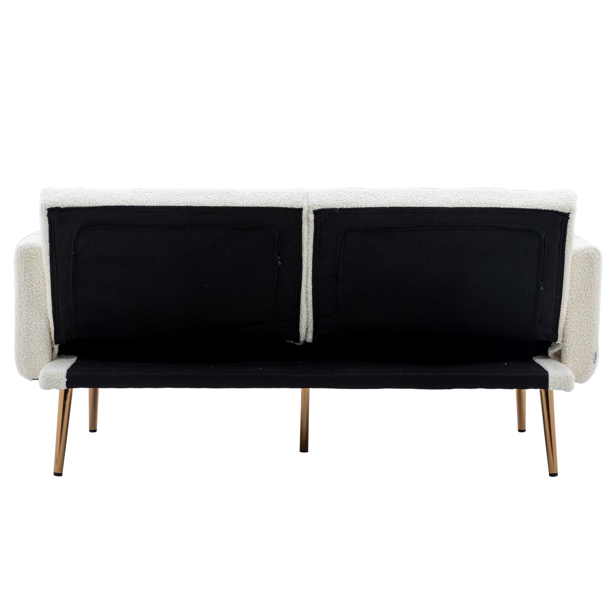 Velvet Accent Loveseat Sofa With Metal Feet-thumbmail-1