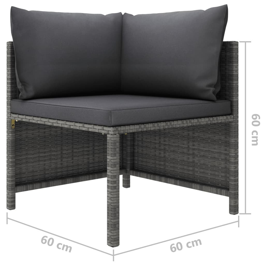 7 Piece Patio Lounge Set With Cushions Poly Rattan Gray-thumbmail-7