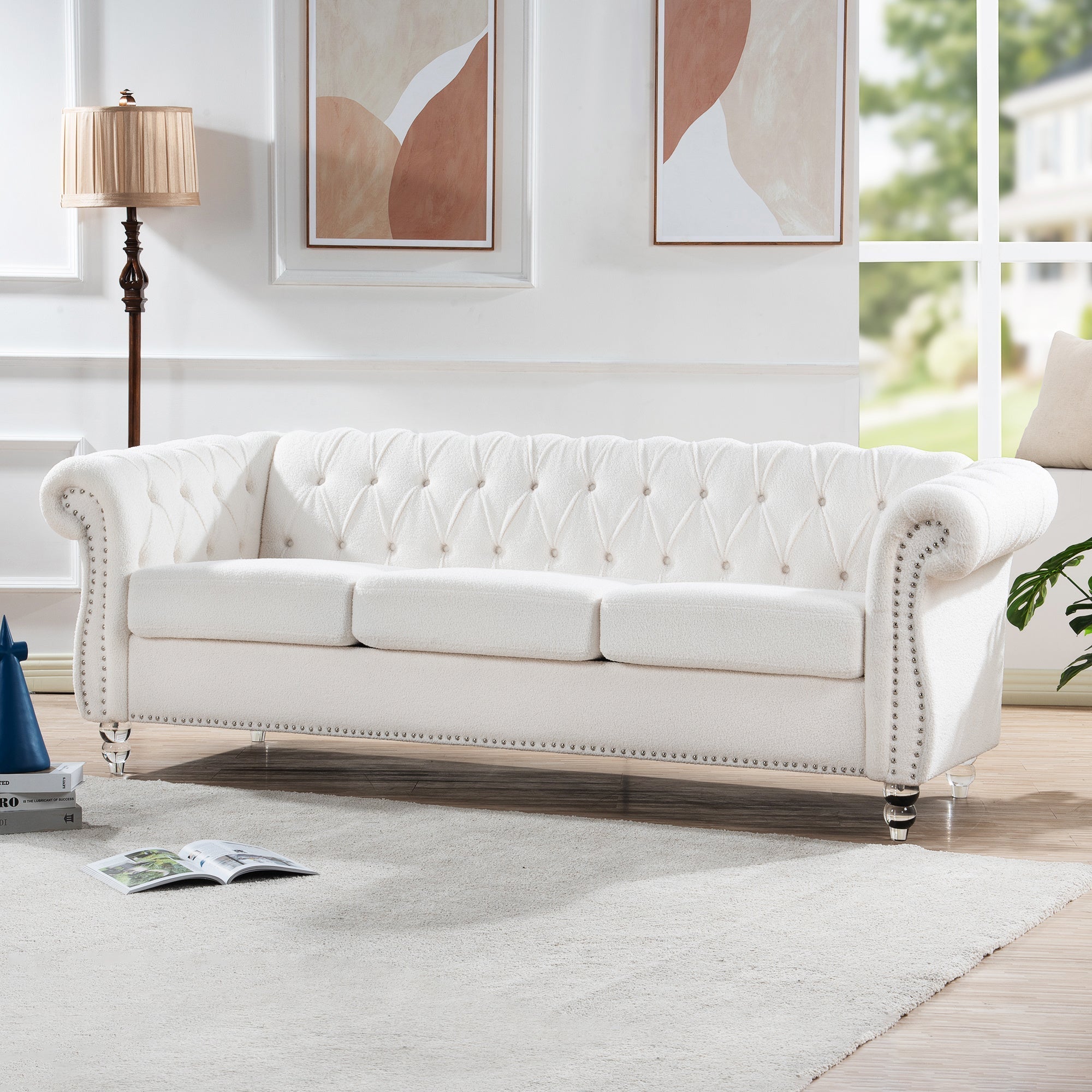 Rolled Arm Chesterfield 3 Seater Sofa-thumbmail-4