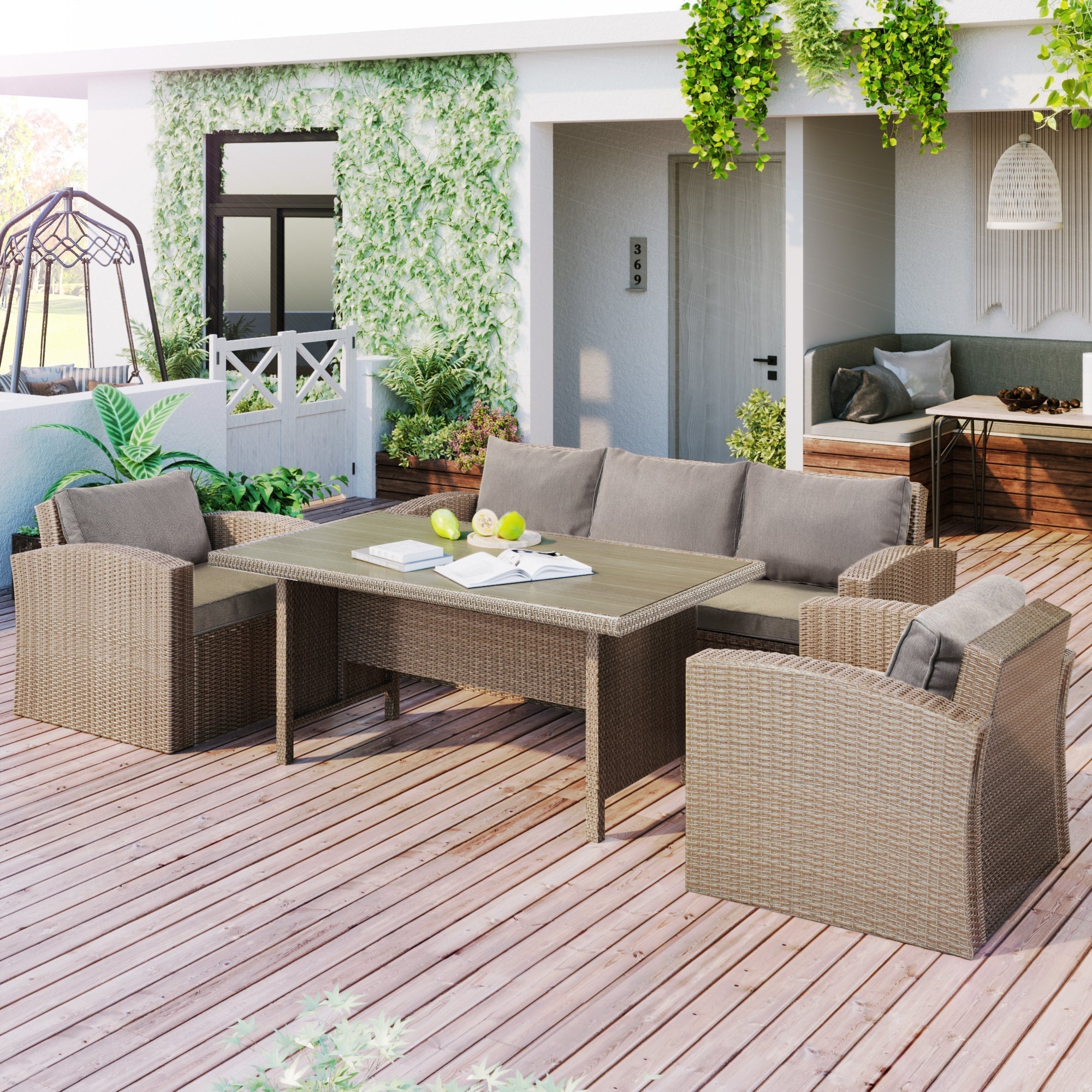 4-Piece Conversation Sofa Set With Beige Cushions-thumbmail-10