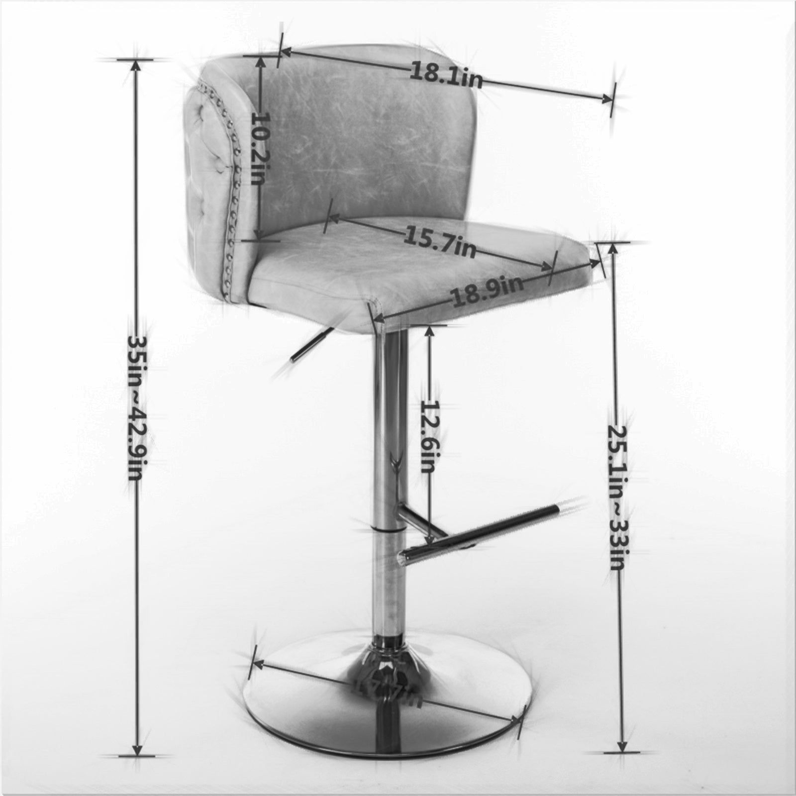 Set of 2 Modern PU Upholstered Swivel Barstools-thumbmail-3