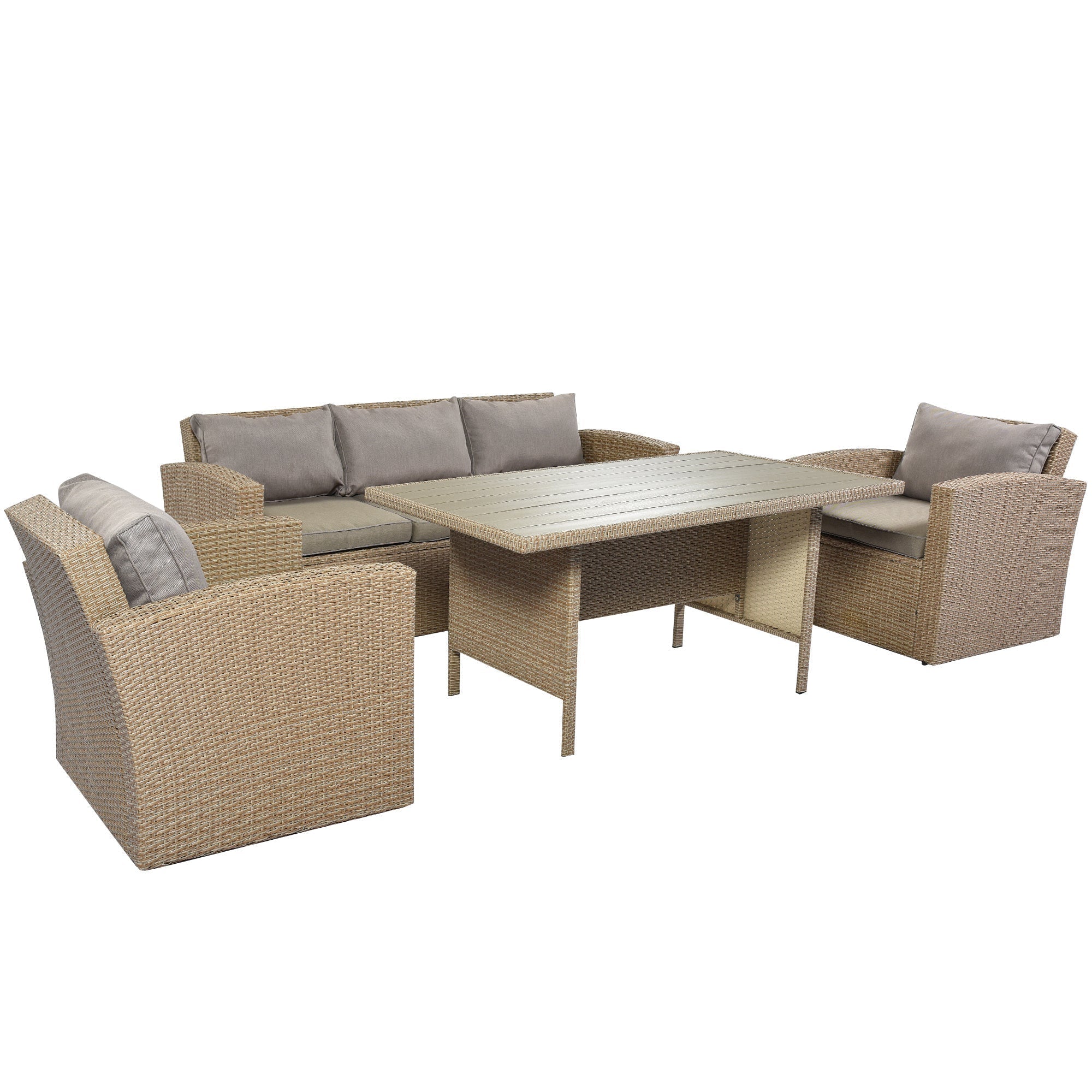 4-Piece Conversation Sofa Set With Beige Cushions-thumbmail-9
