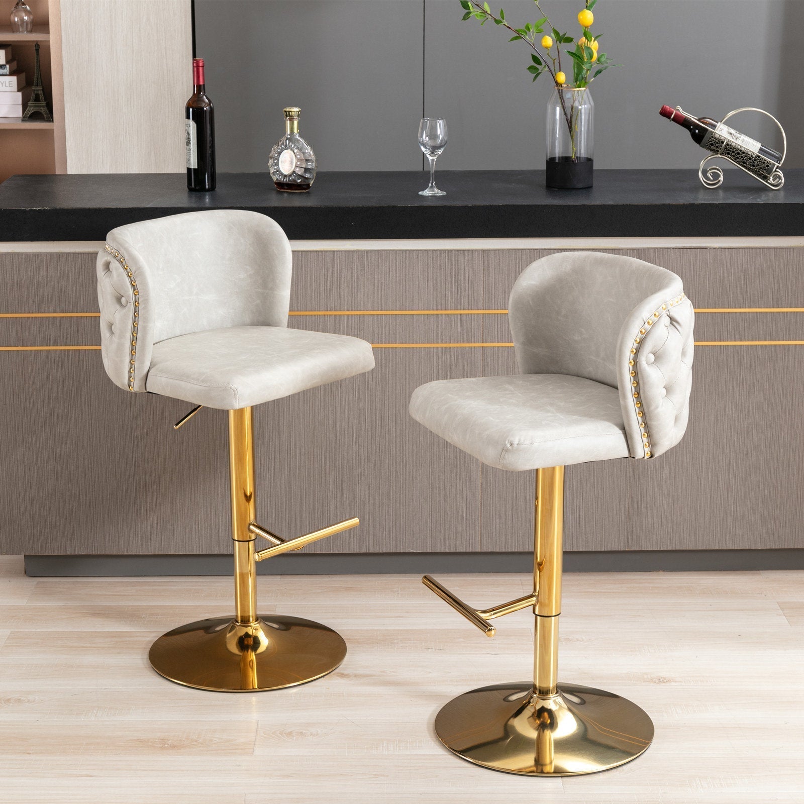 Set of 2 Modern PU Upholstered Swivel Barstools-thumbmail-6