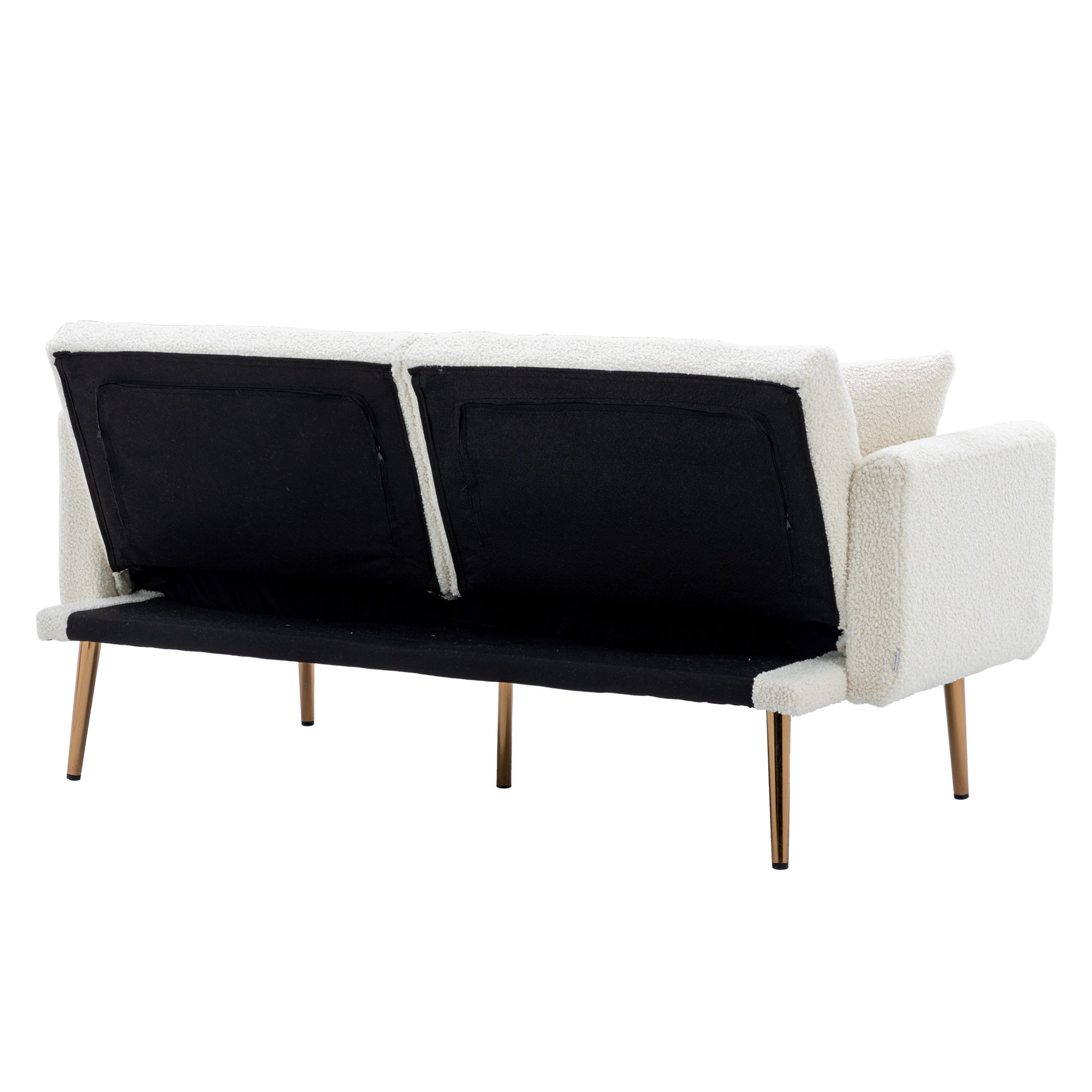 Velvet Accent Loveseat Sofa With Metal Feet-thumbmail-5
