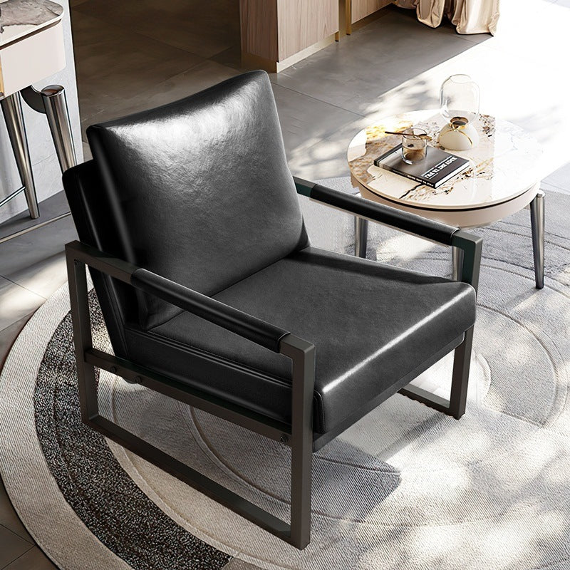 PU Leather Accent Mid Century Arm Chair-thumbmail-2