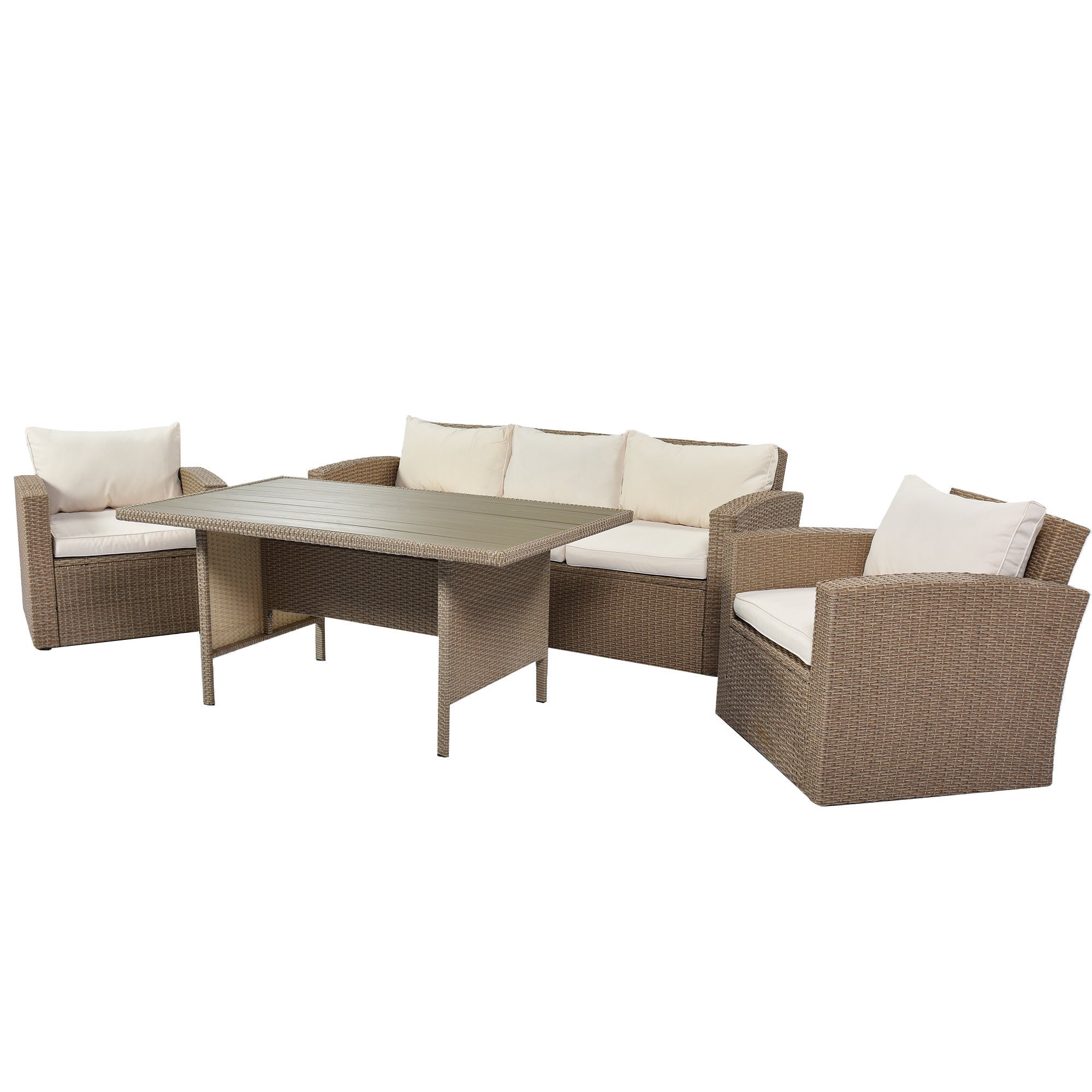 4-Piece Conversation Sofa Set With Beige Cushions-thumbmail-8