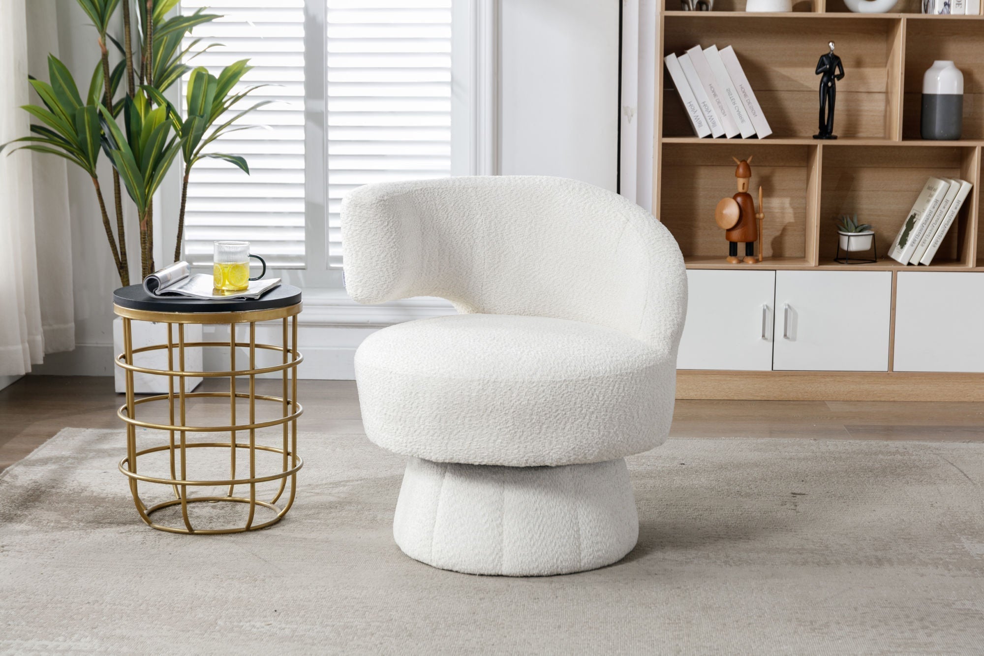 360 Degree Swivel Cuddle Barrel Accent Chair-thumbmail-1
