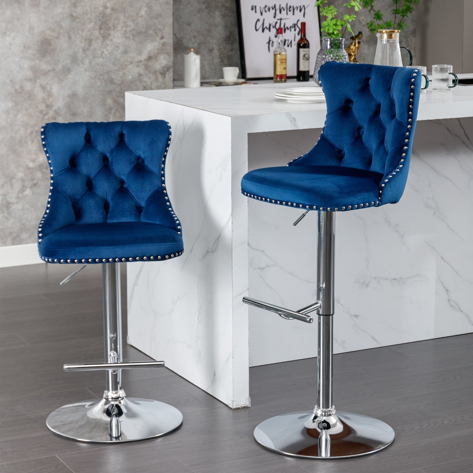 Set of 2  Swivel Velvet Barstools-thumbmail-8