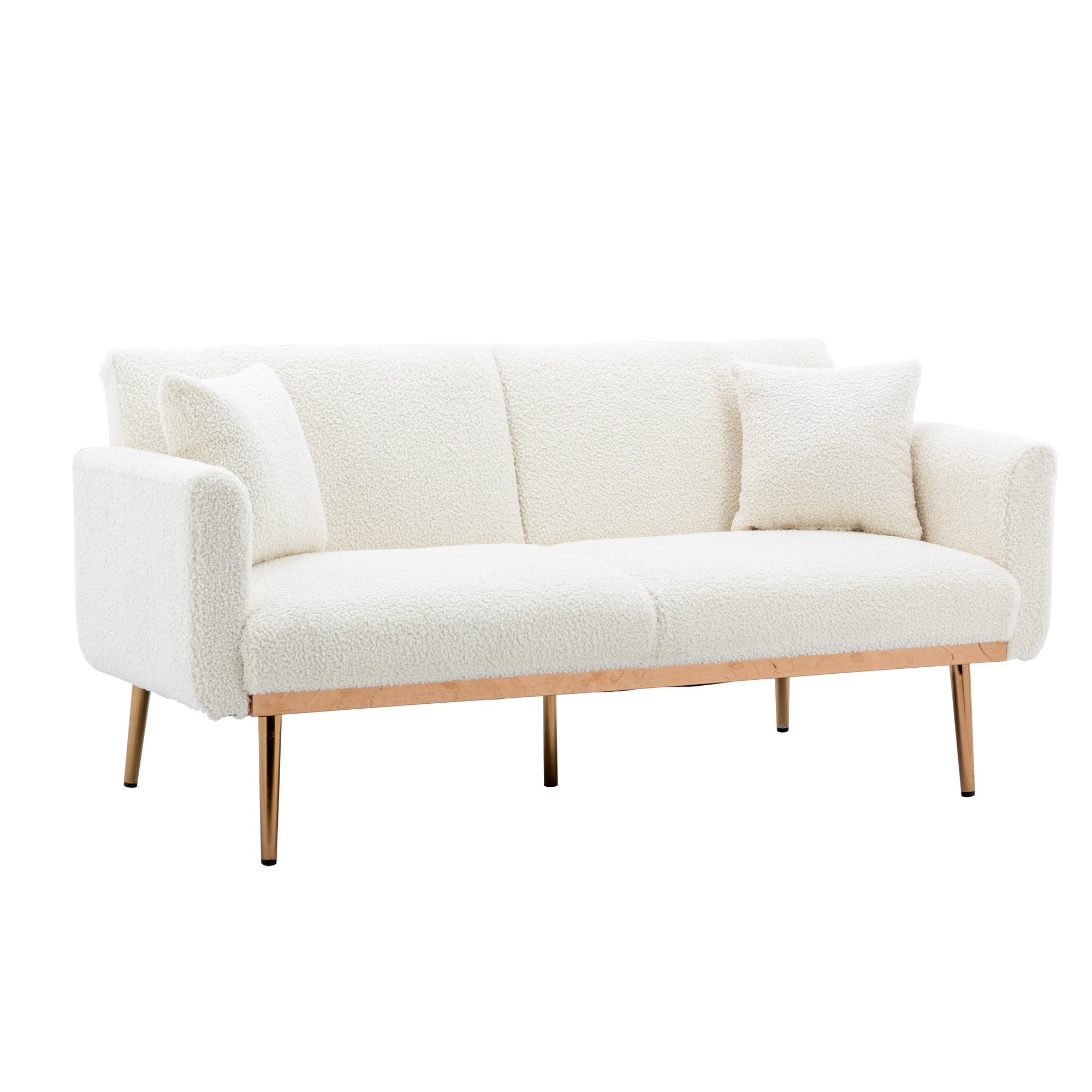 Velvet Accent Loveseat Sofa With Metal Feet-thumbmail-8